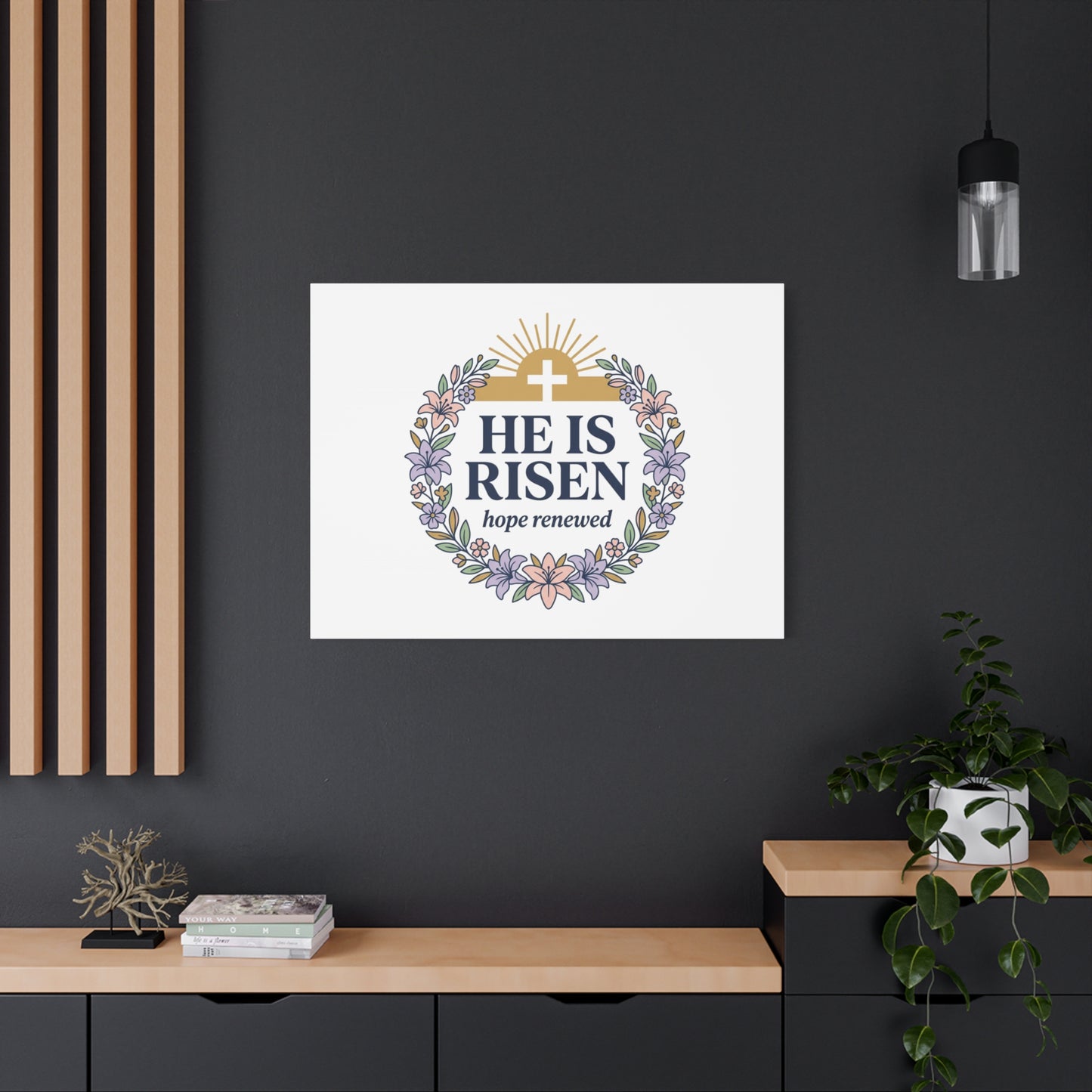 He Is Risen Canvas | Christian Easter Wall Art, Resurrection Scripture