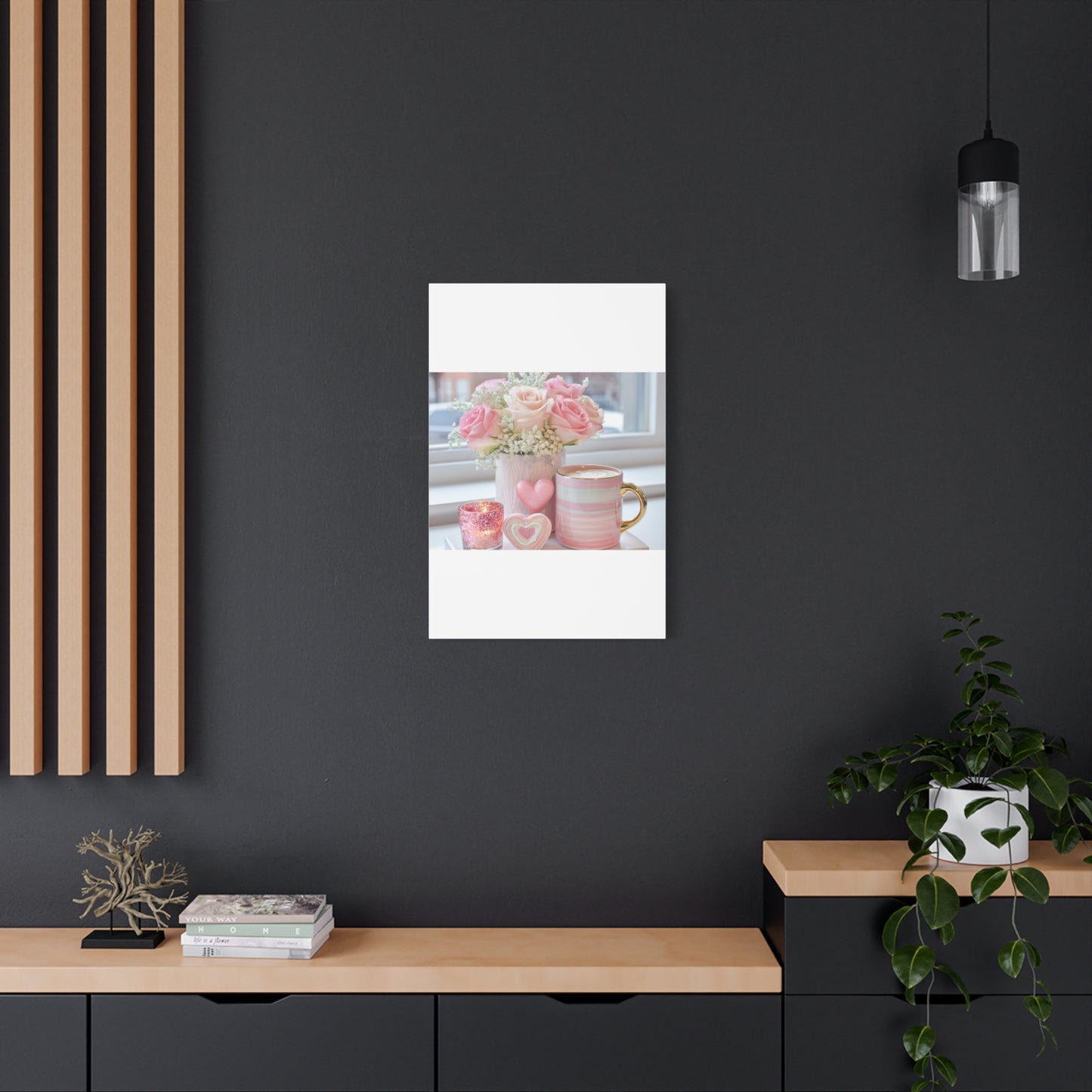 Pink Rose Bouquet with Mug Canvas
