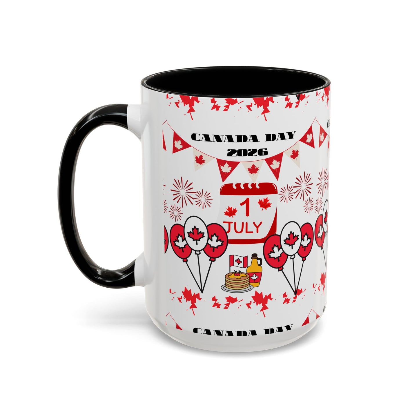 Canada Day Coffee Mug - 1 July 2026 Red Maple Balloon Accent Mug