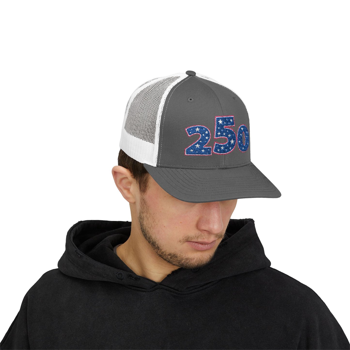 Blue Glitter 250 Patch Snapback Cap | Trucker Mesh Hat