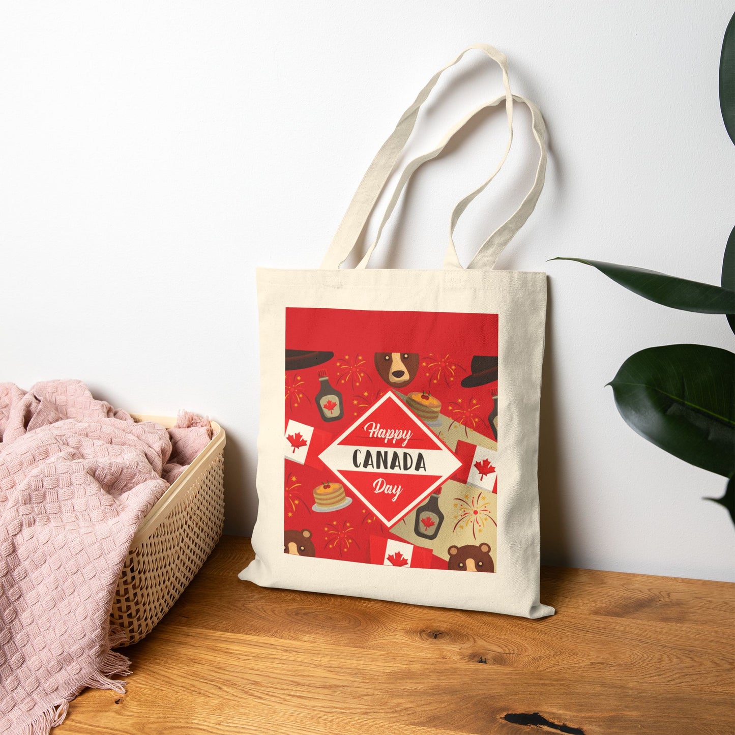 Canada Day Cotton Tote Bag — Happy Canada Day Patriotic Maple Leaf Design