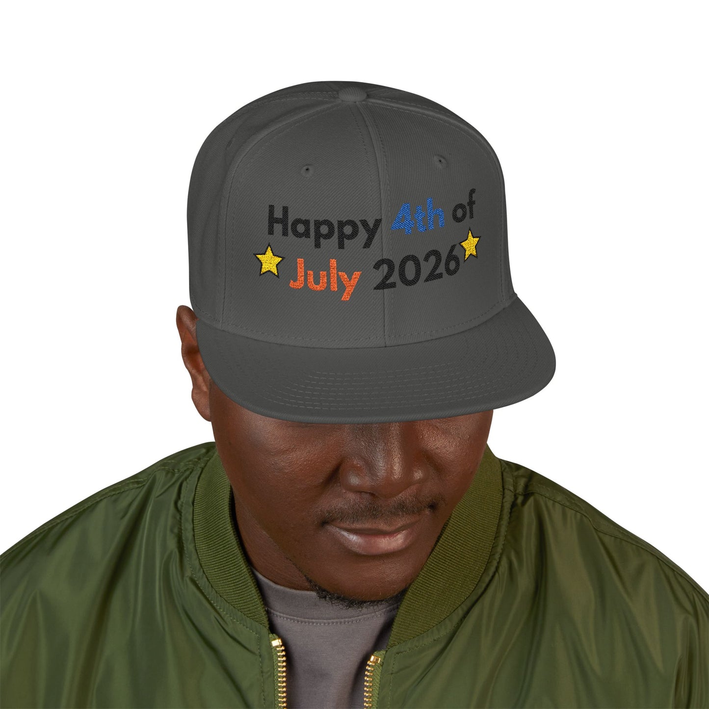 Happy 4th of July 2026 Embroidered Snapback Hat