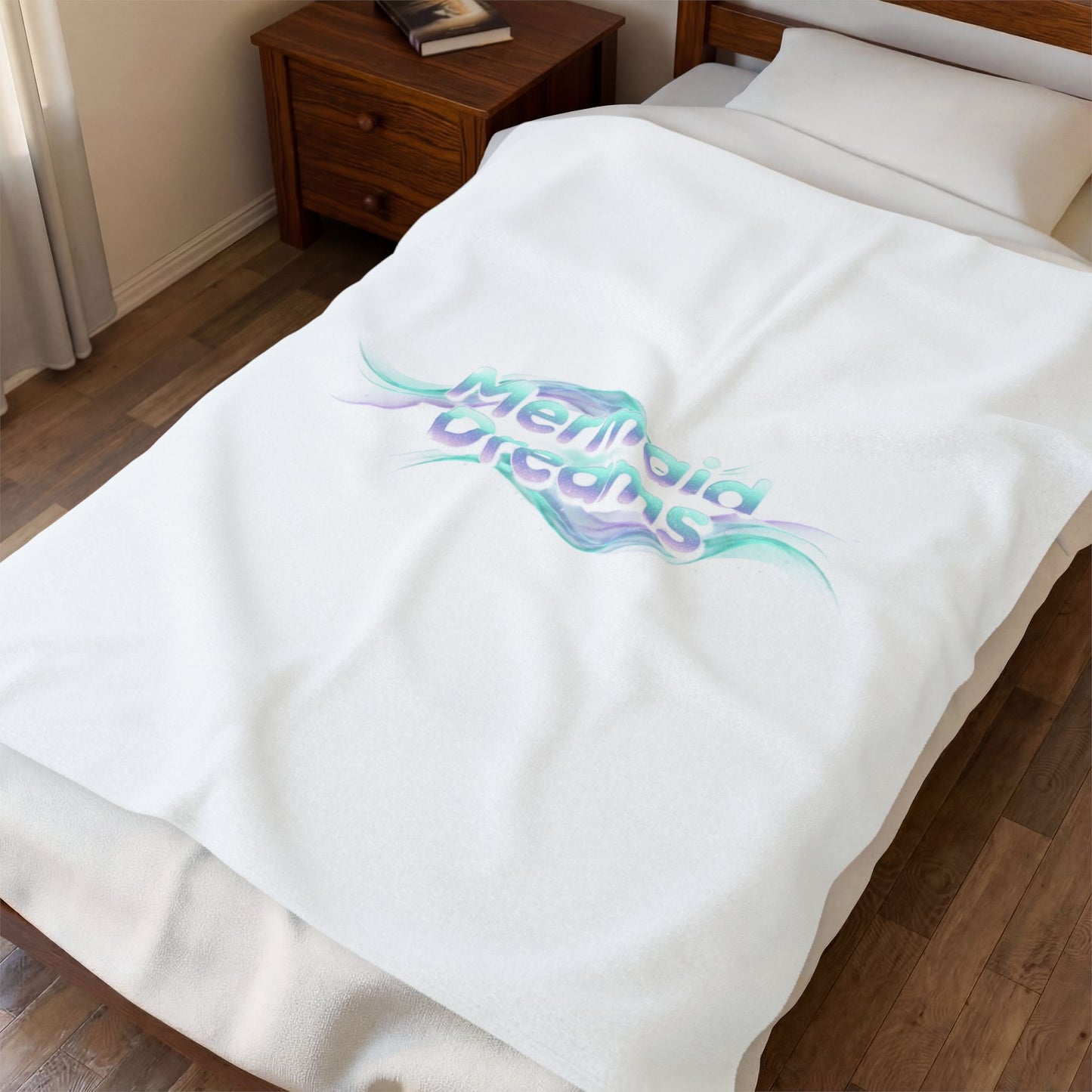 Mermaid Dreams Blanket | iridescent text, pearly word accent