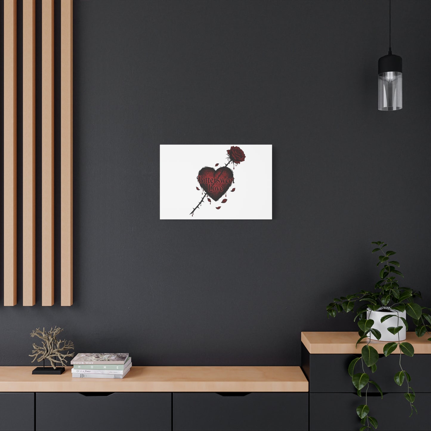 Bittersweet Love heart & thorn rose Canvas | Goth Valentine, Dark Romance Art Print