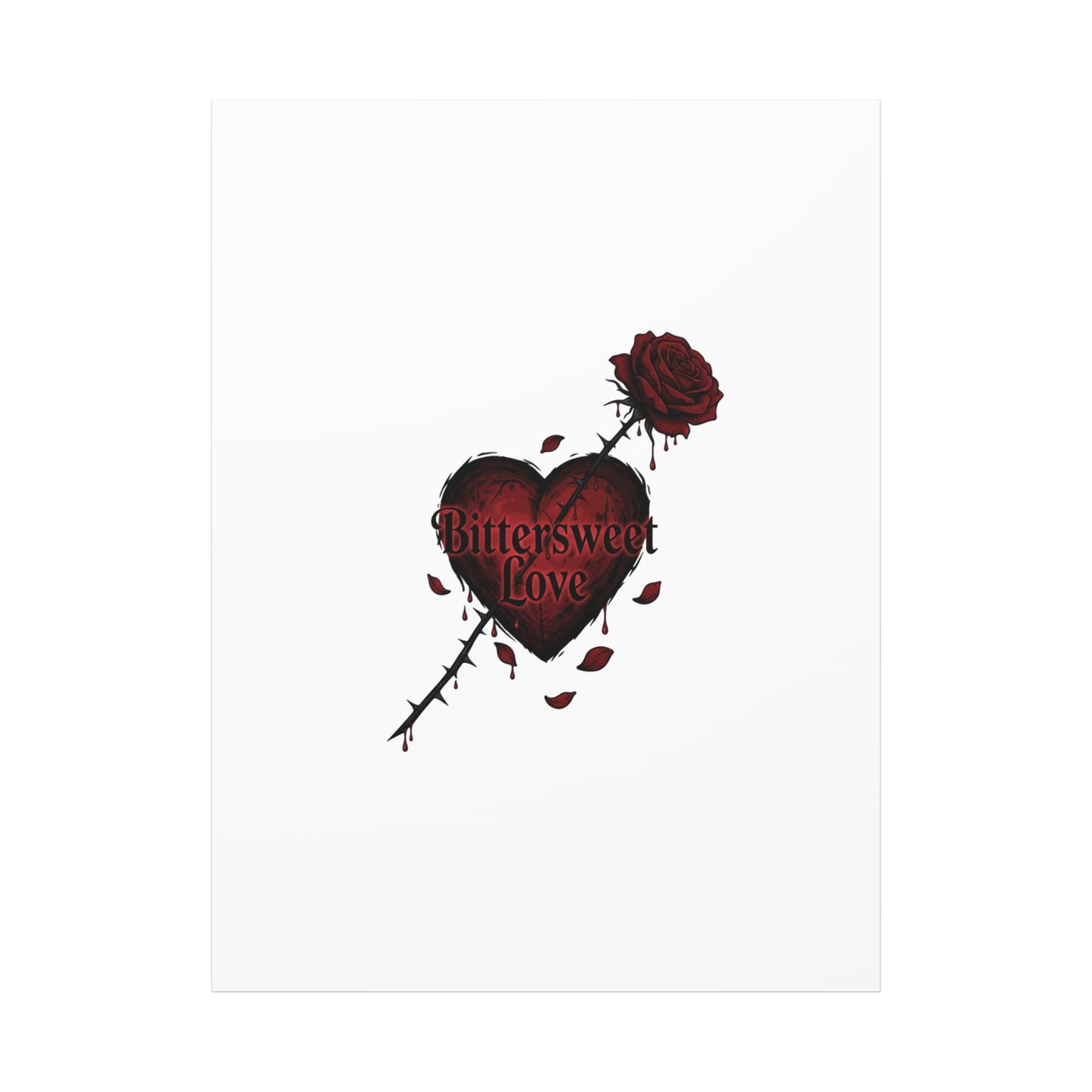 Bittersweet Love heart & thorn rose Canvas | Goth Valentine, Dark Romance Art Print