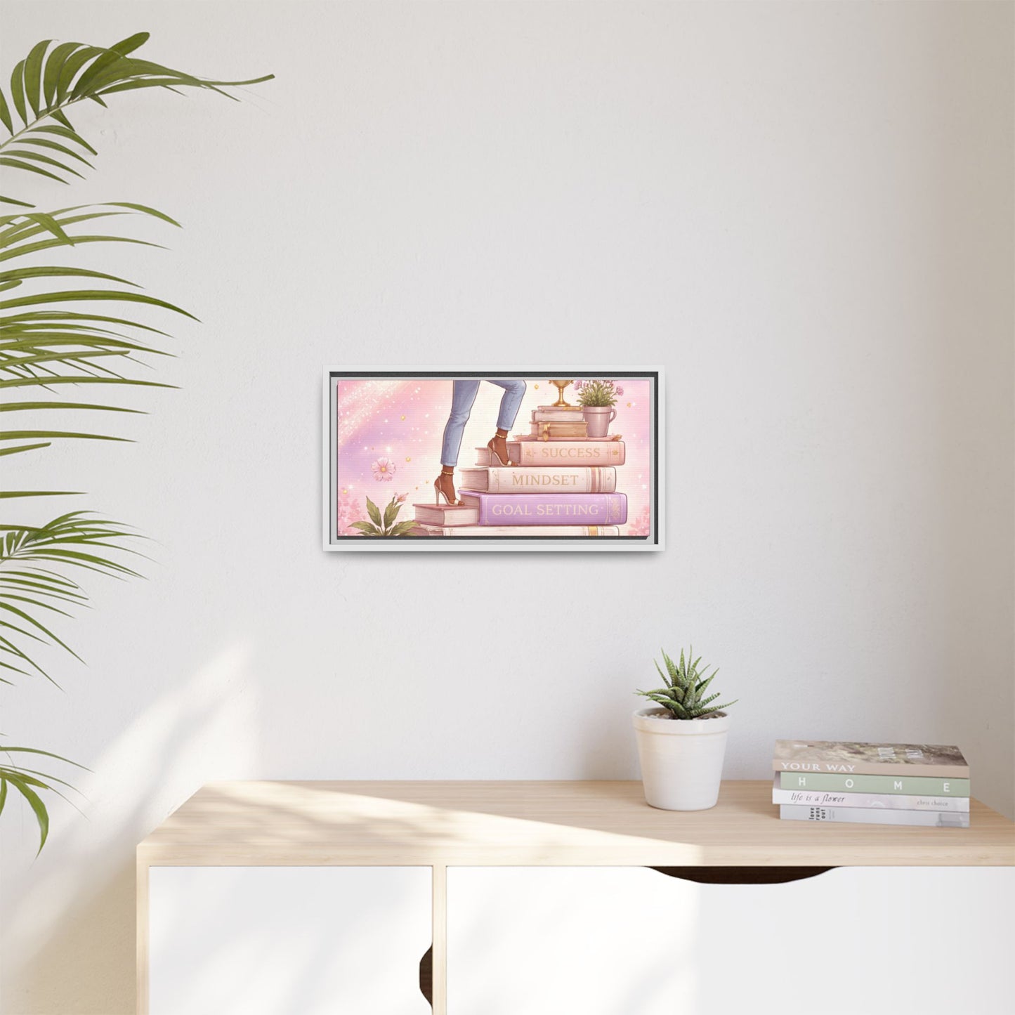 Dream Big Wall Art — Motivational Stacked Books Framed Canvas