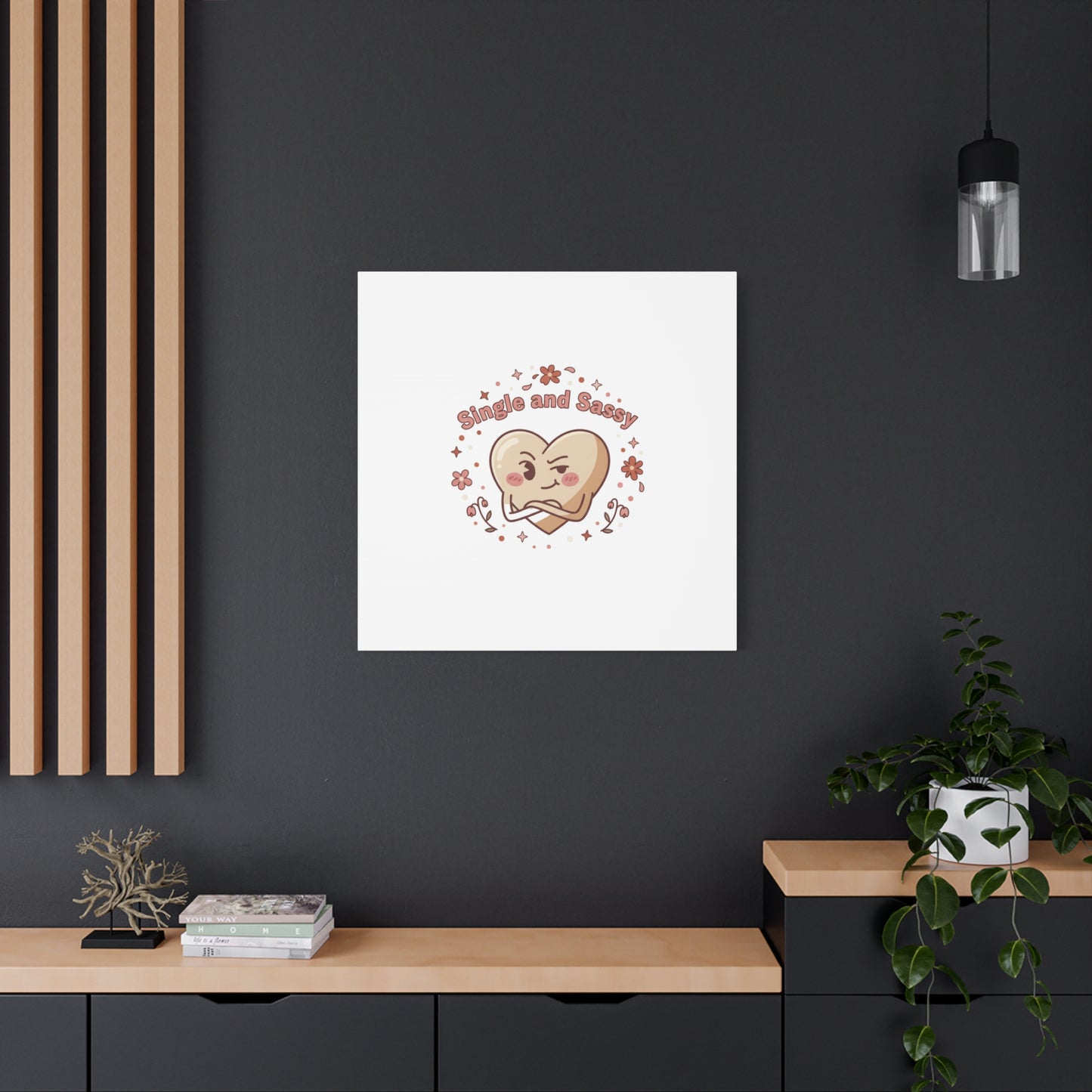 Single and Sassy Heart Canvas | Anti‑Valentine, Pastel Cynic Wall Art
