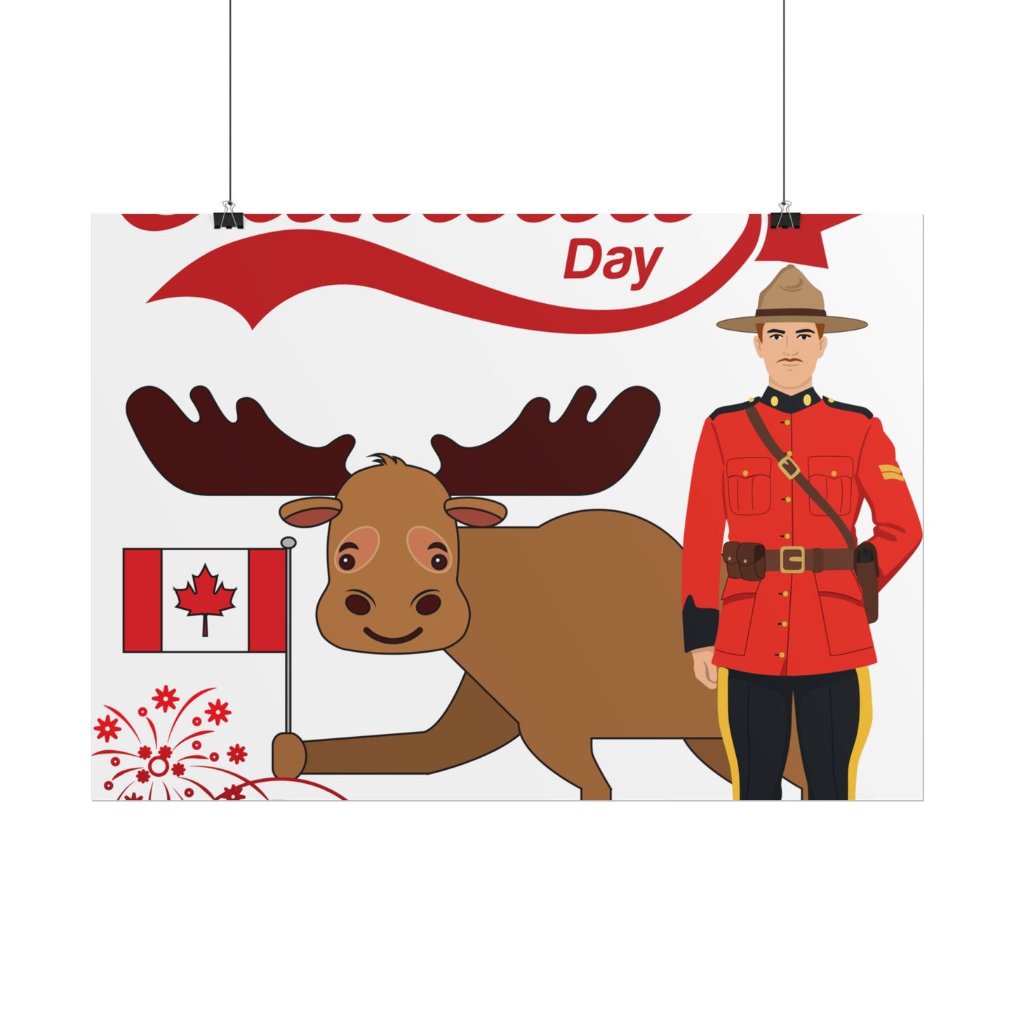 Canada Day Poster - Happy Canada Day Moose & Mountie Rolled Poster