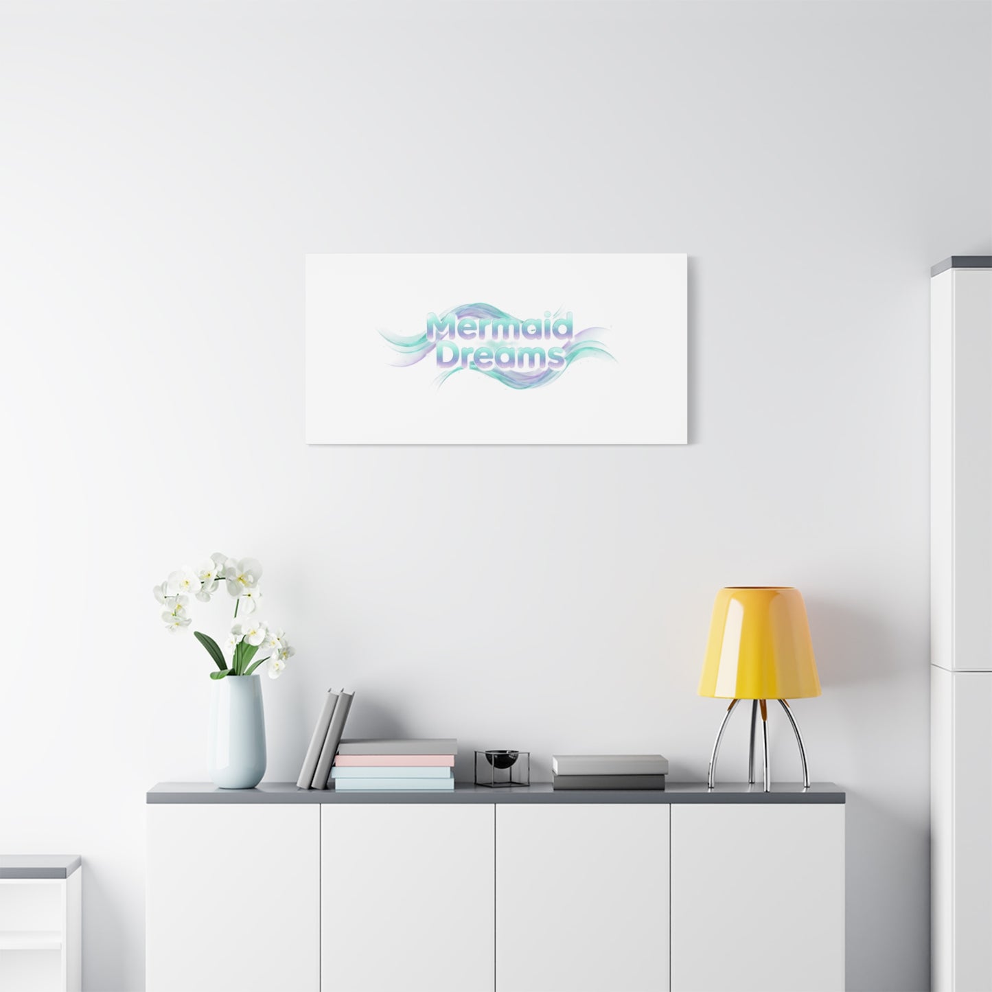 Mermaid Dreams Matte Canvas | iridescent text, pearly word accent