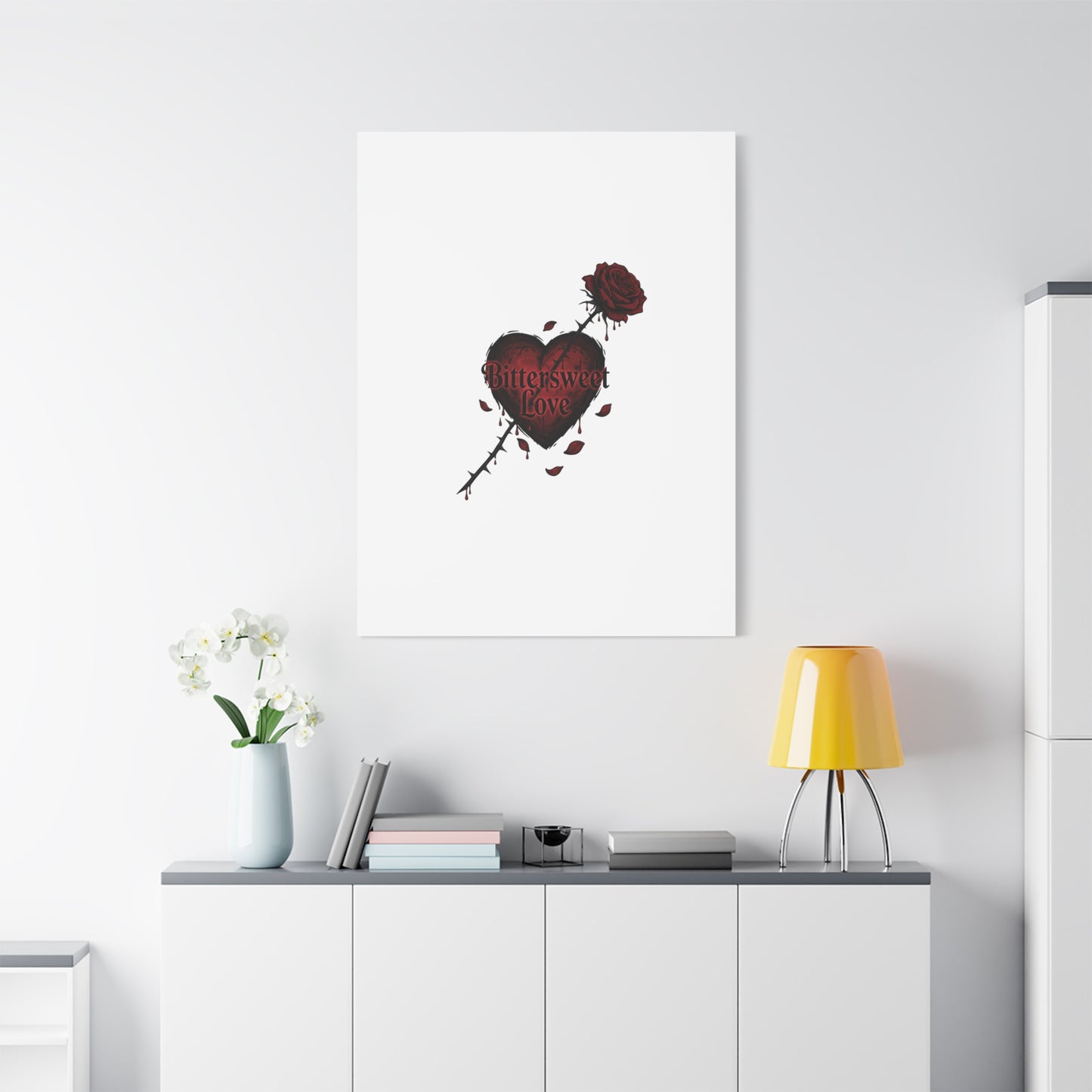 Bittersweet Love heart & thorn rose Canvas | Goth Valentine, Dark Romance Art Print