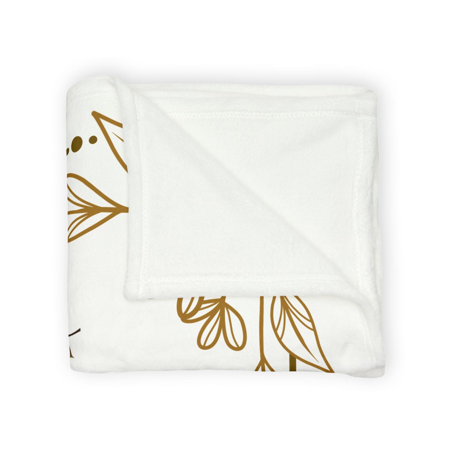 Floral Gold Border Soft Polyester Blanket — Rose Bouquet Throw