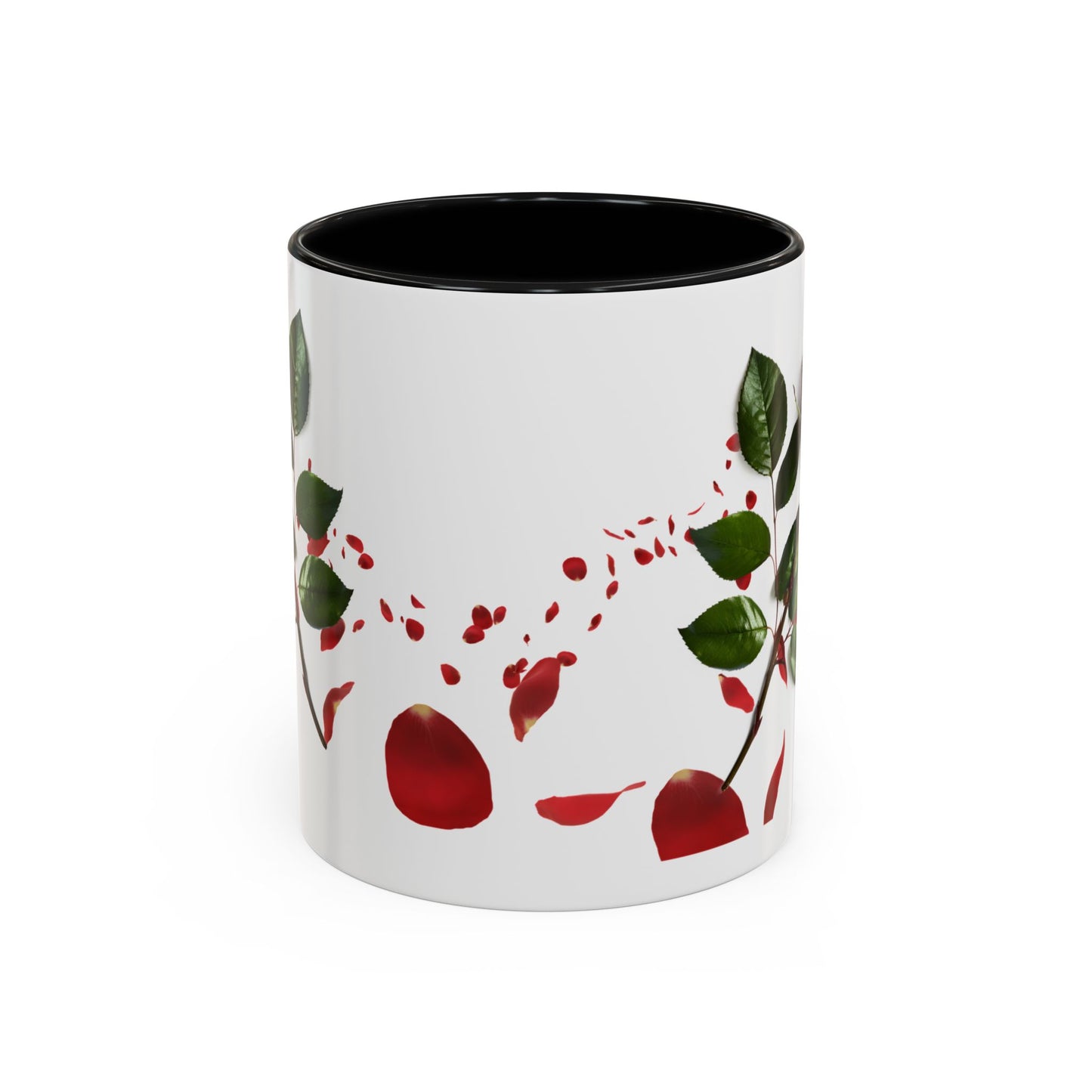 Red Rose Petals Accent Coffee Mug | 11oz 15oz