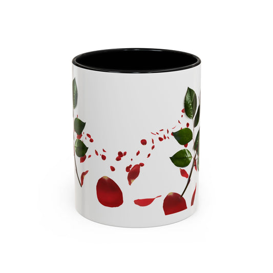 Red Rose Petals Accent Coffee Mug | 11oz 15oz