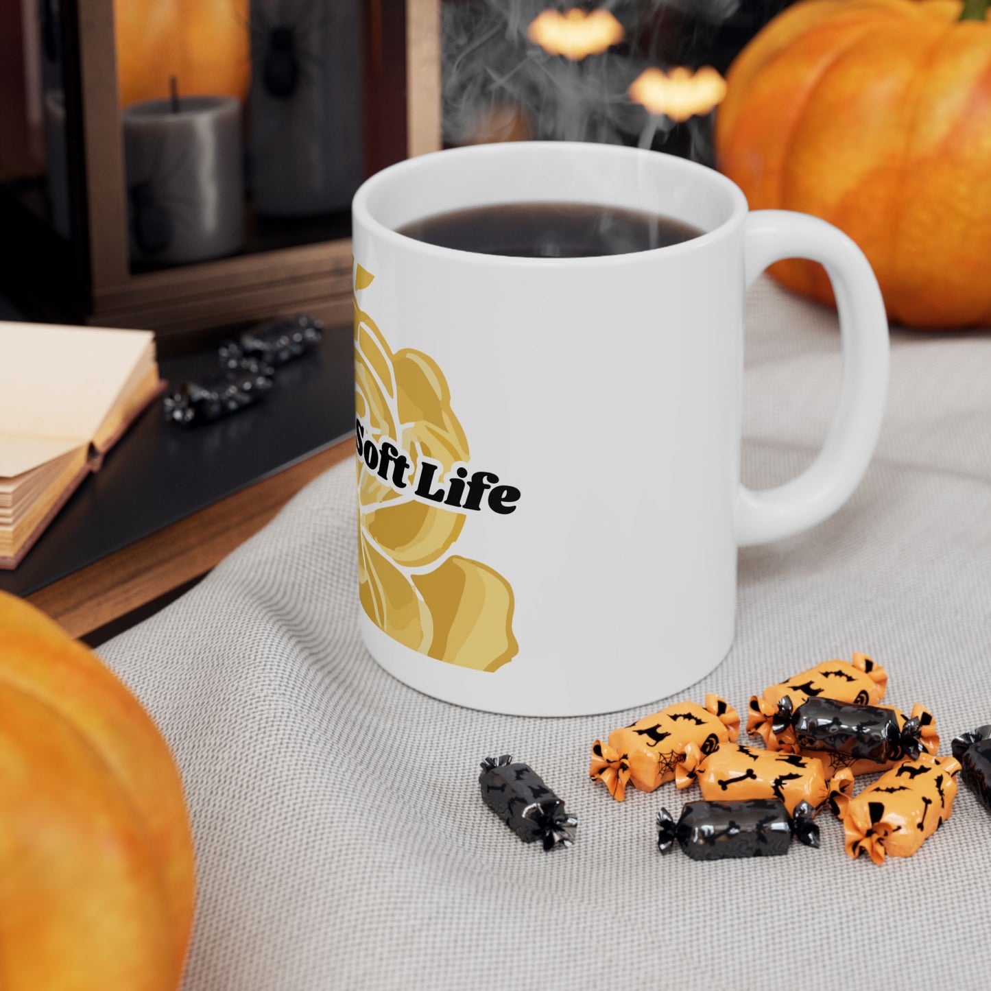Mom Life, Soft Life Ceramic Mug — Floral Yellow 11oz/15oz