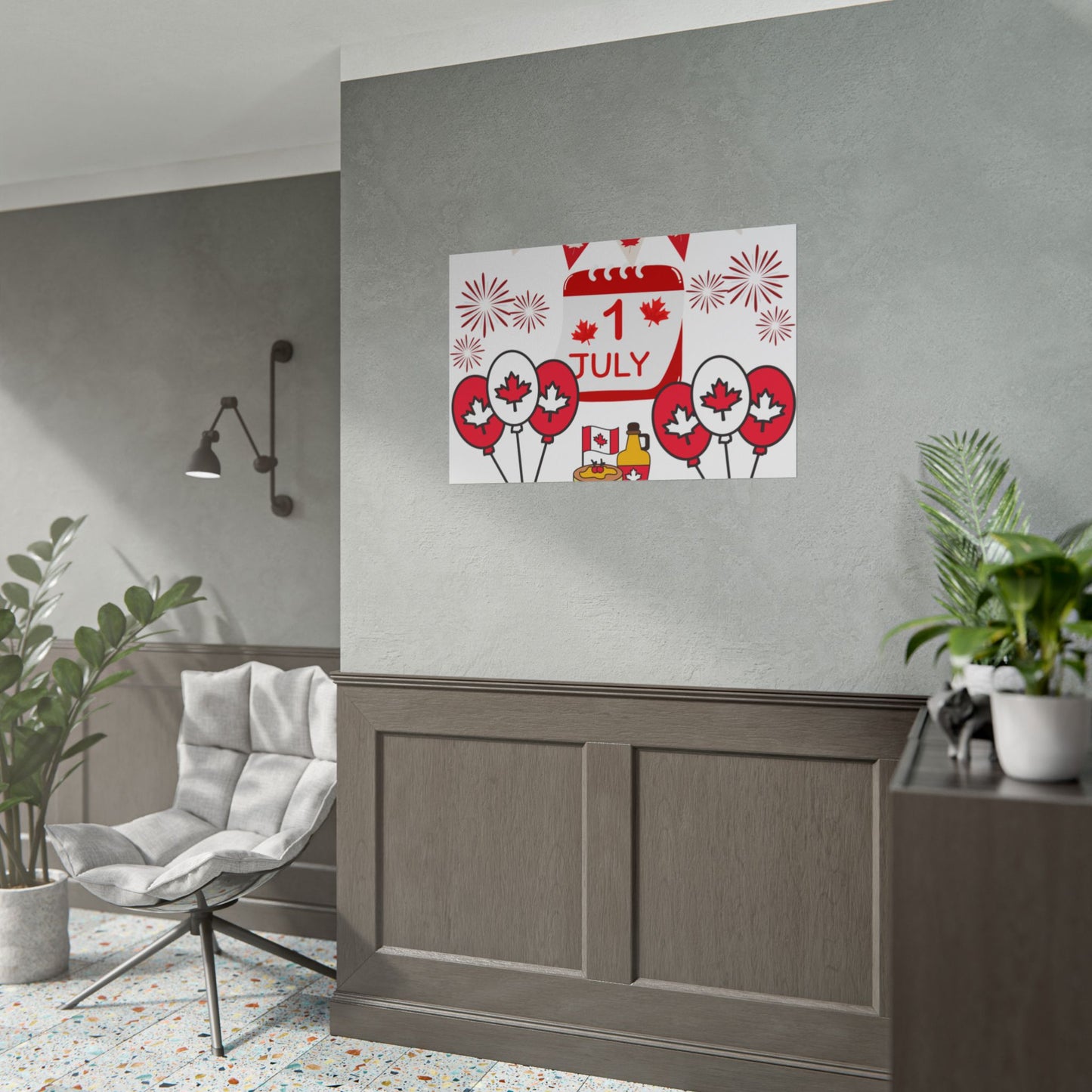 Canada Day 1 July Poster – Red Maple Leaf Celebration Print