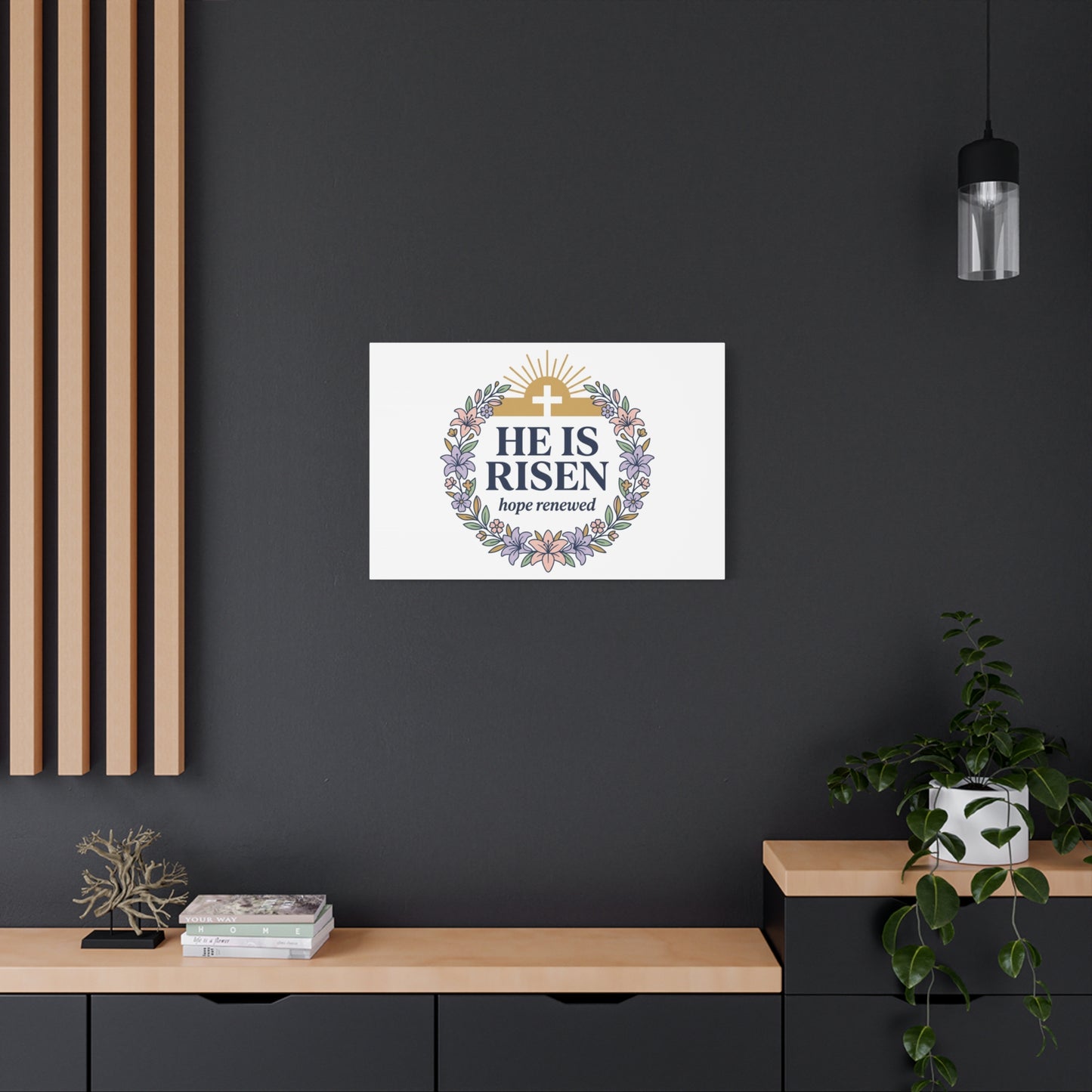He Is Risen Canvas | Christian Easter Wall Art, Resurrection Scripture