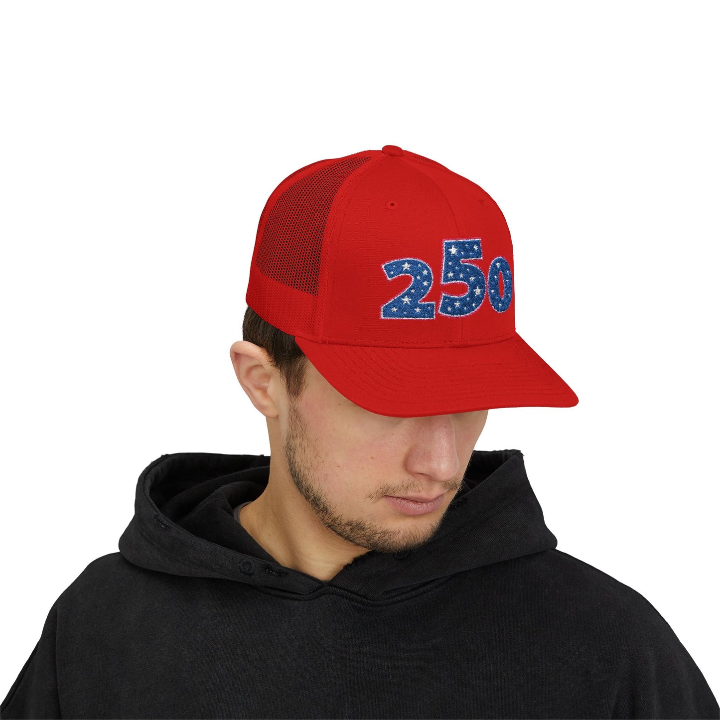 Blue Glitter 250 Patch Snapback Cap | Trucker Mesh Hat