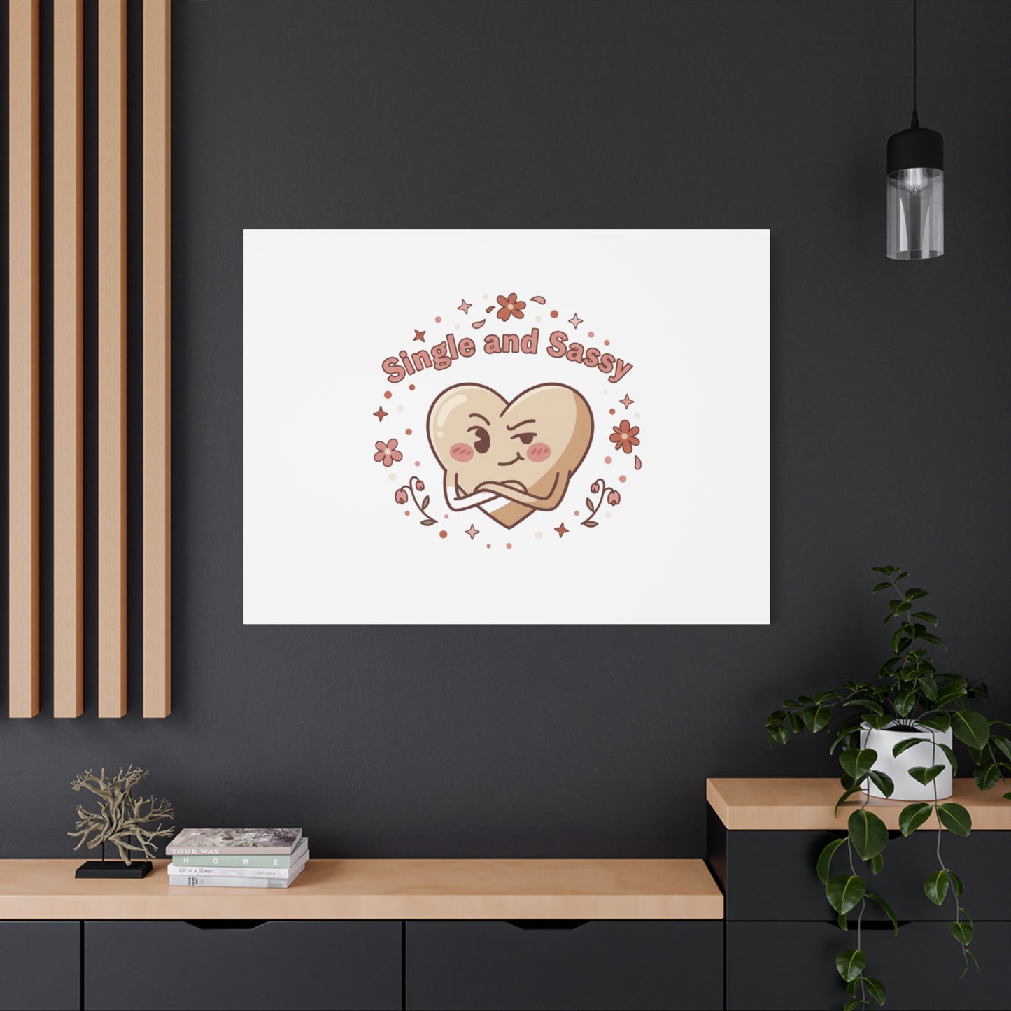 Single and Sassy Heart Canvas | Anti‑Valentine, Pastel Cynic Wall Art