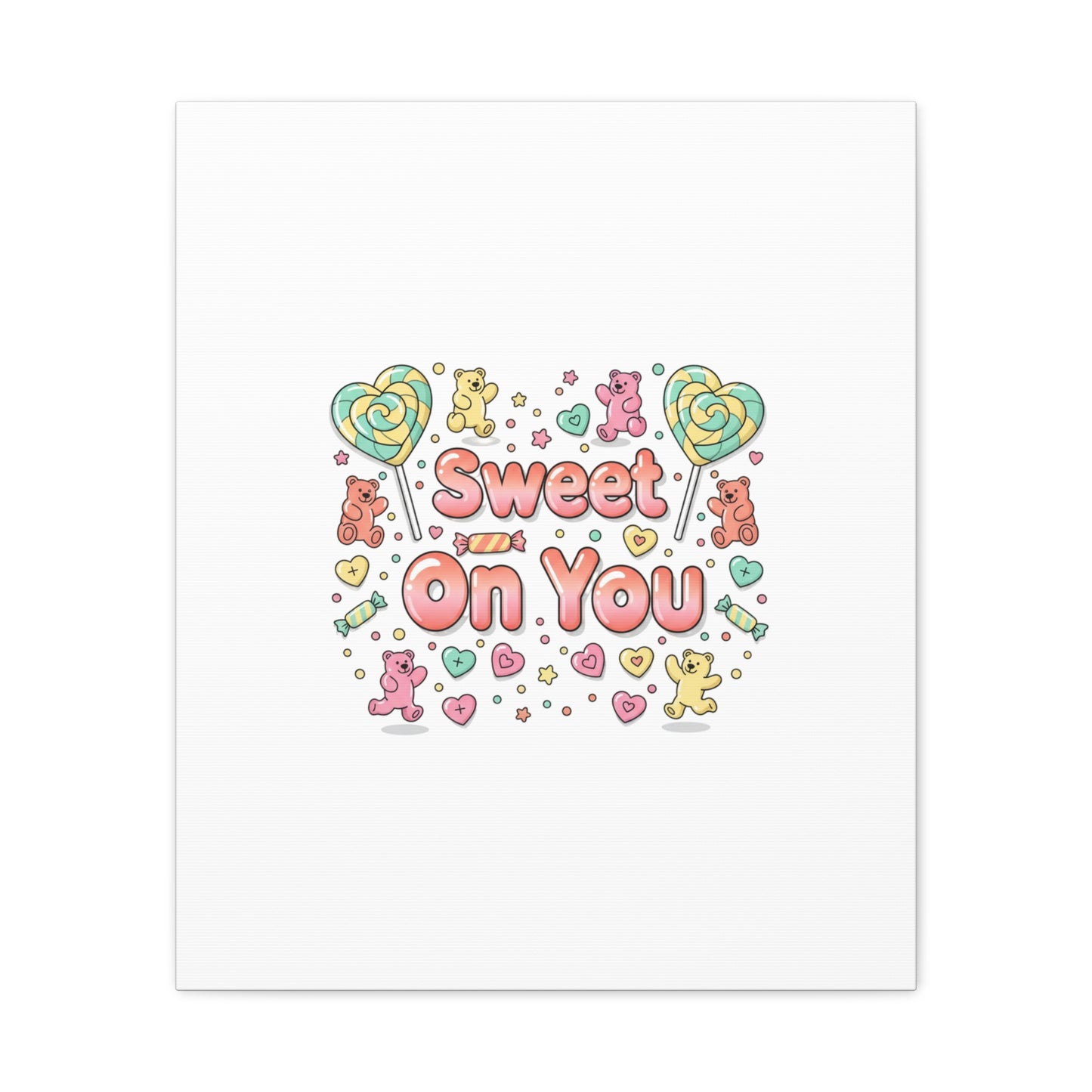 Sweet On You Canvas | Valentine Candycore heart candy pattern, pastel snackcore art