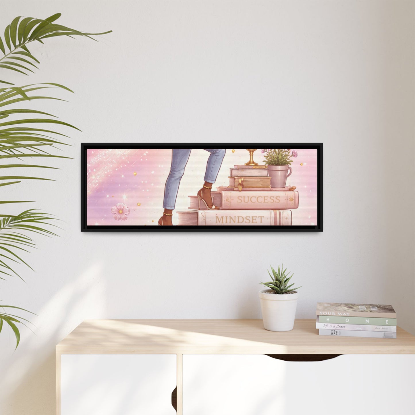 Dream Big Wall Art — Motivational Stacked Books Framed Canvas