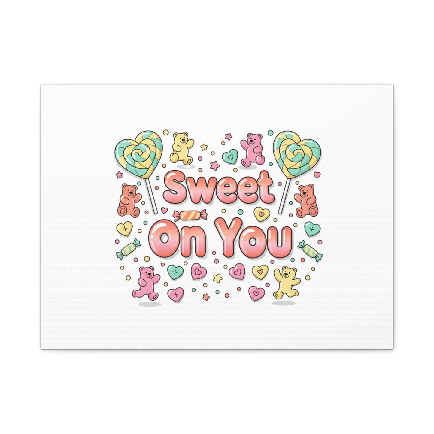 Sweet On You Canvas | Valentine Candycore heart candy pattern, pastel snackcore art