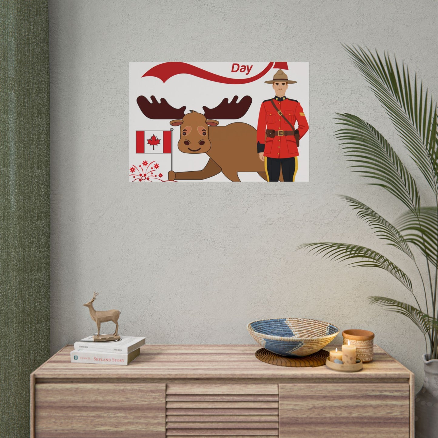 Canada Day Poster - Happy Canada Day Moose & Mountie Rolled Poster