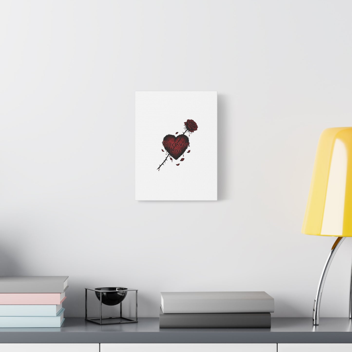 Bittersweet Love heart & thorn rose Canvas | Goth Valentine, Dark Romance Art Print