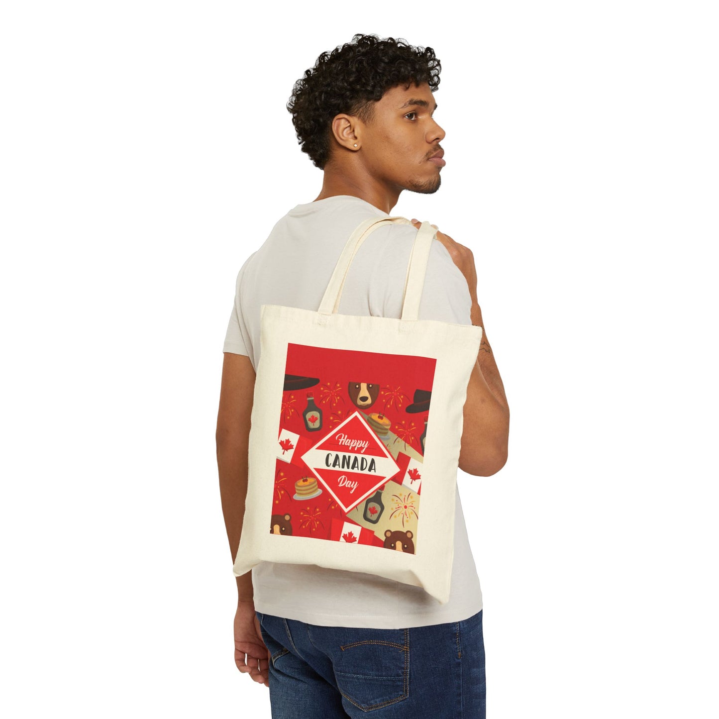 Canada Day Cotton Tote Bag — Happy Canada Day Patriotic Maple Leaf Design