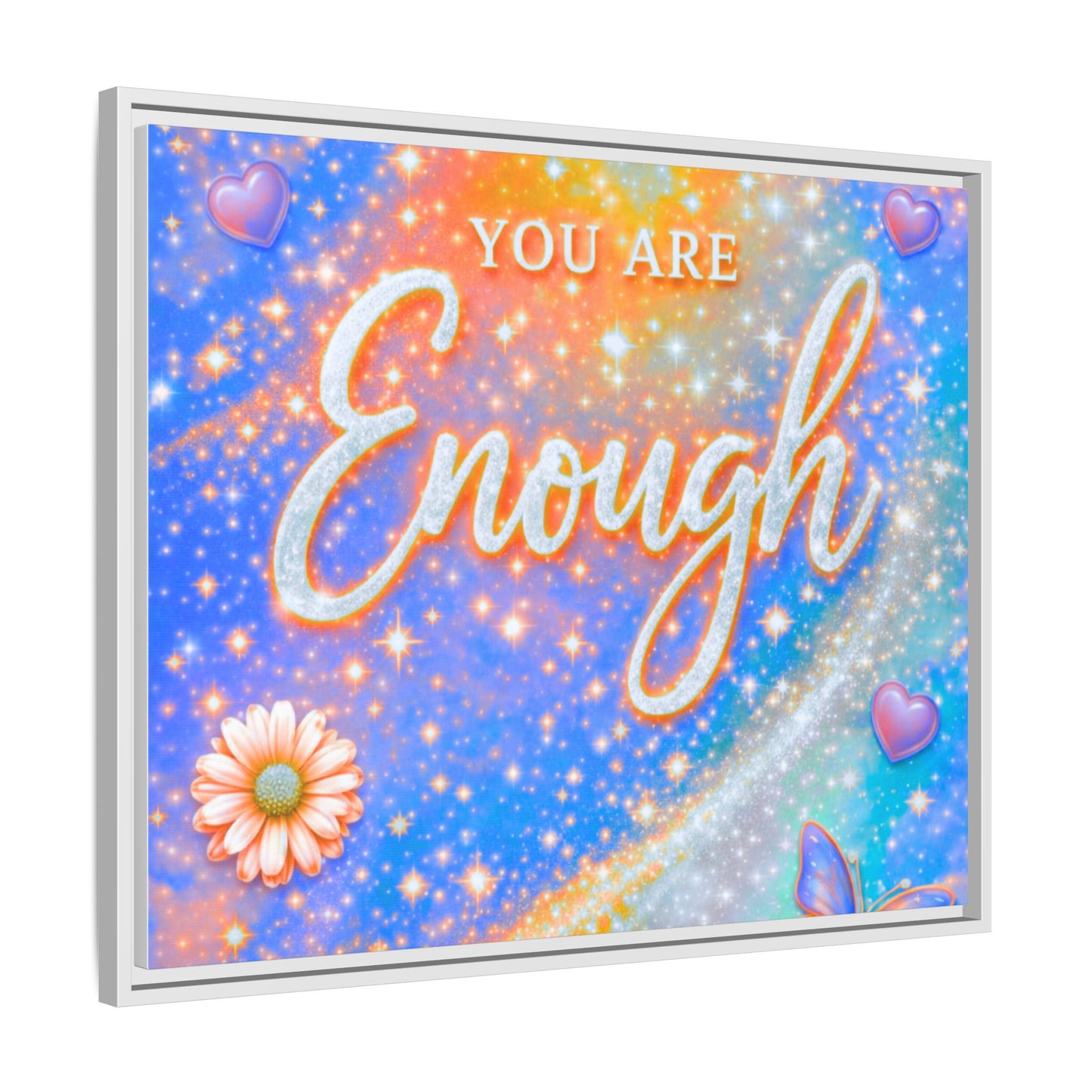 You Are Enough Framed Canvas Print — Inspirational Wall Art (Multicolor)