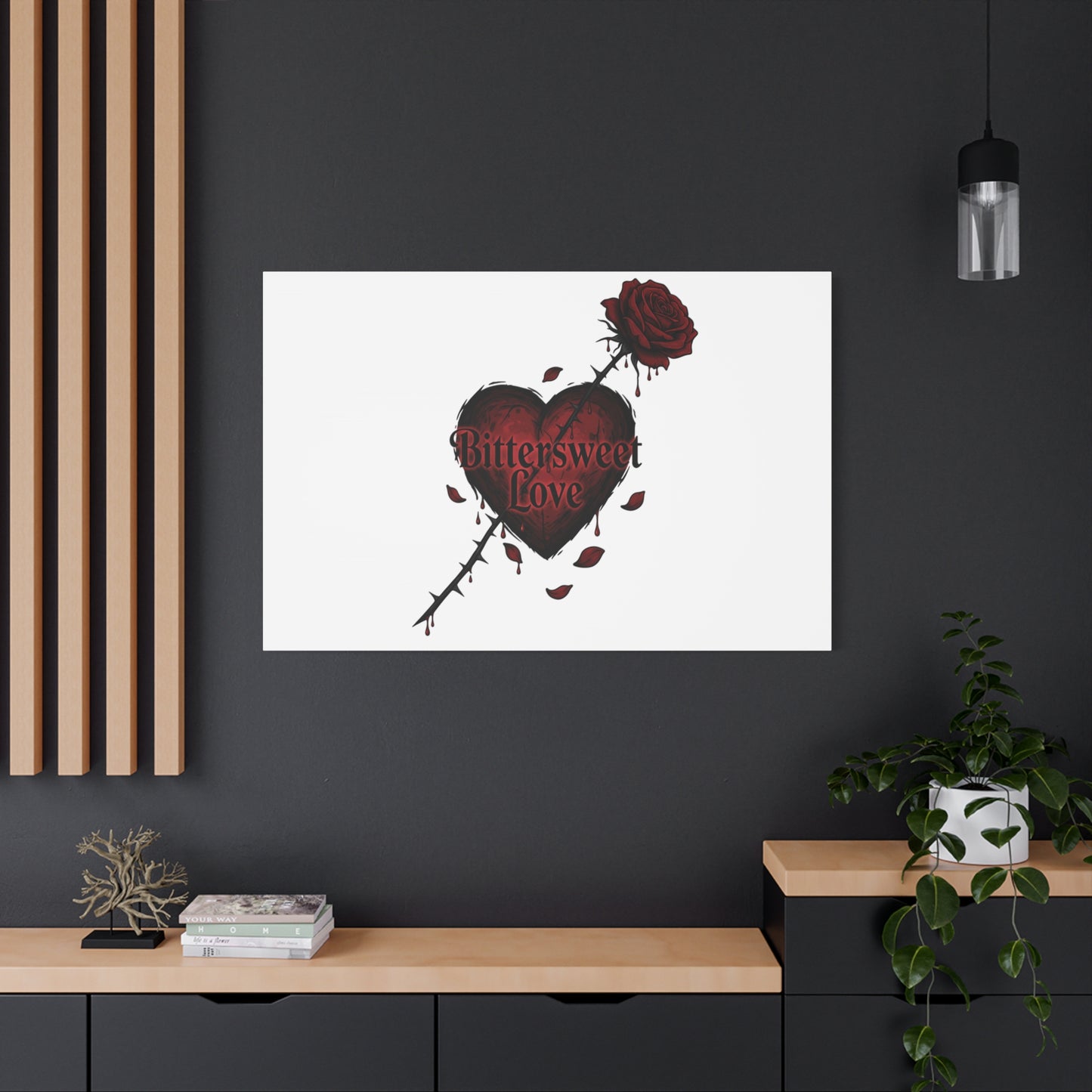 Bittersweet Love heart & thorn rose Canvas | Goth Valentine, Dark Romance Art Print