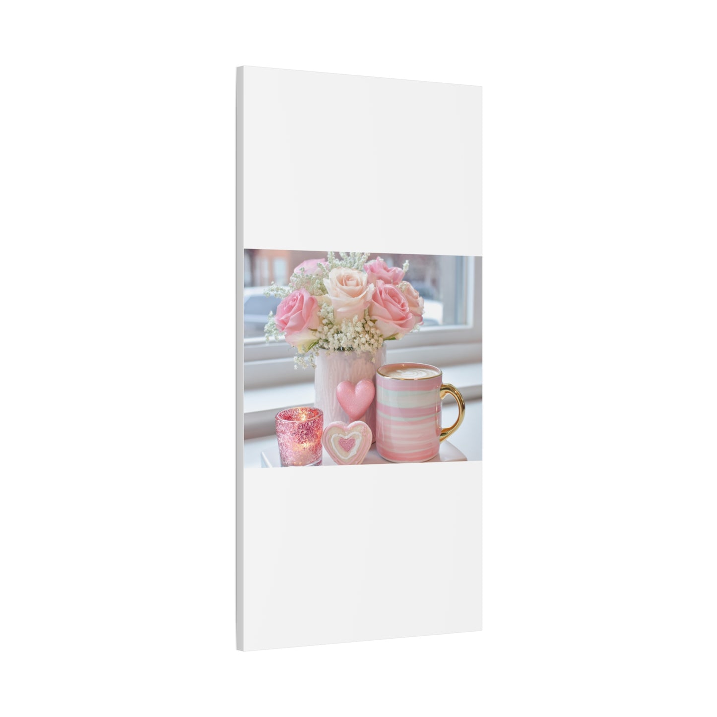 Pink Rose Bouquet with Mug Canvas