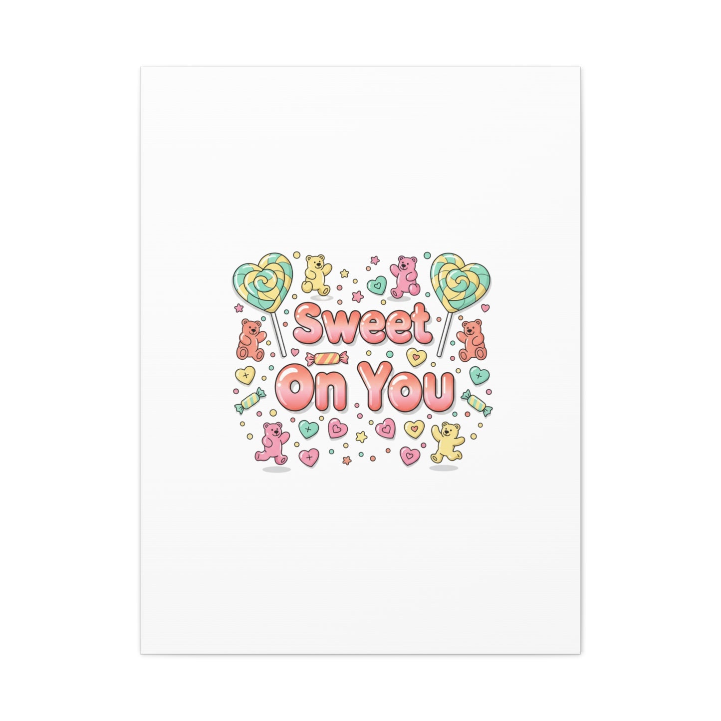 Sweet On You Canvas | Valentine Candycore heart candy pattern, pastel snackcore art