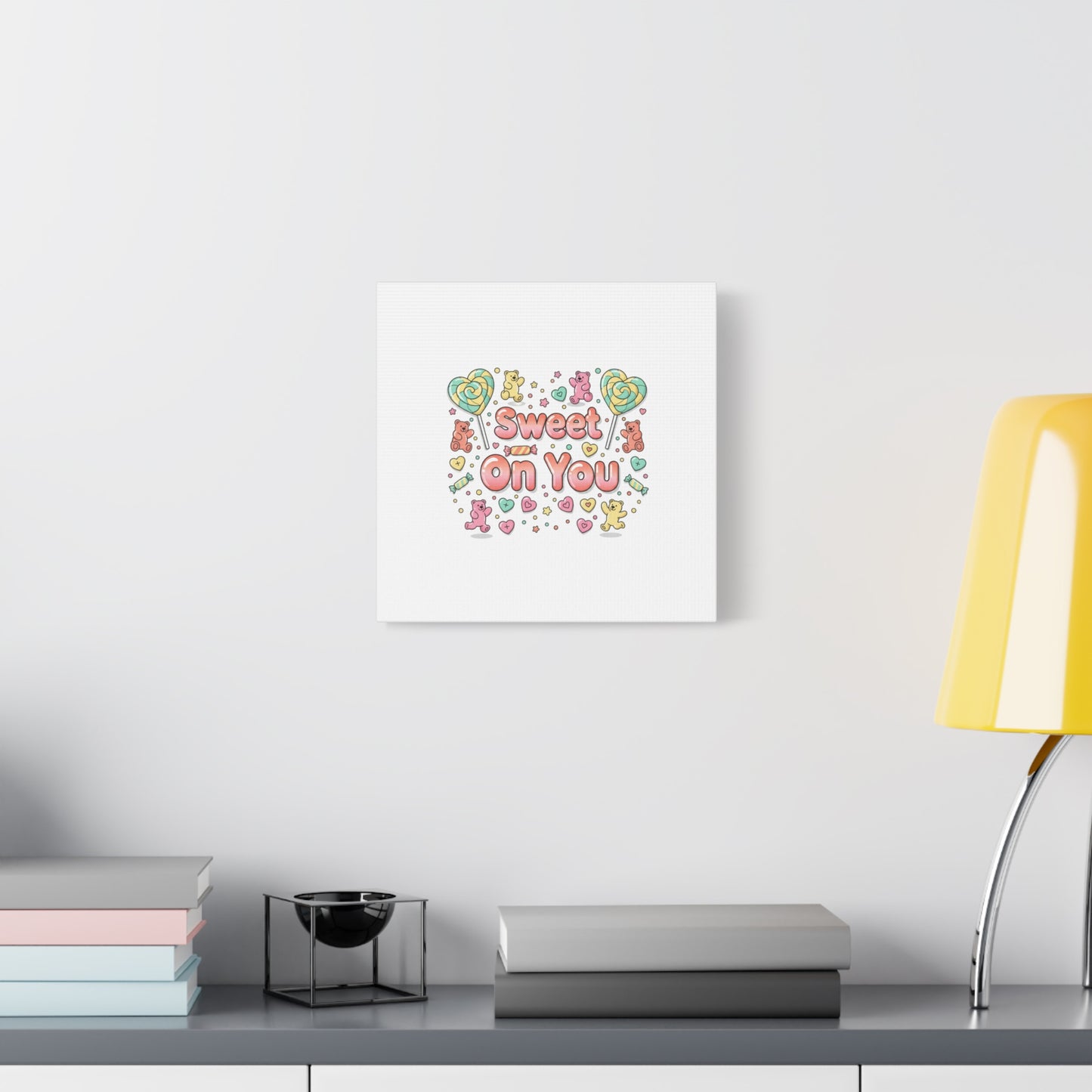 Sweet On You Canvas | Valentine Candycore heart candy pattern, pastel snackcore art