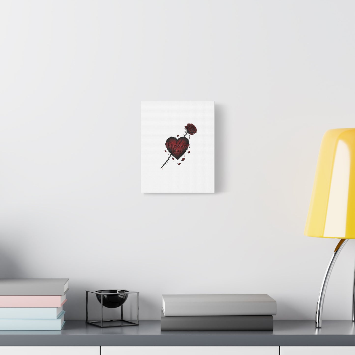 Bittersweet Love heart & thorn rose Canvas | Goth Valentine, Dark Romance Art Print
