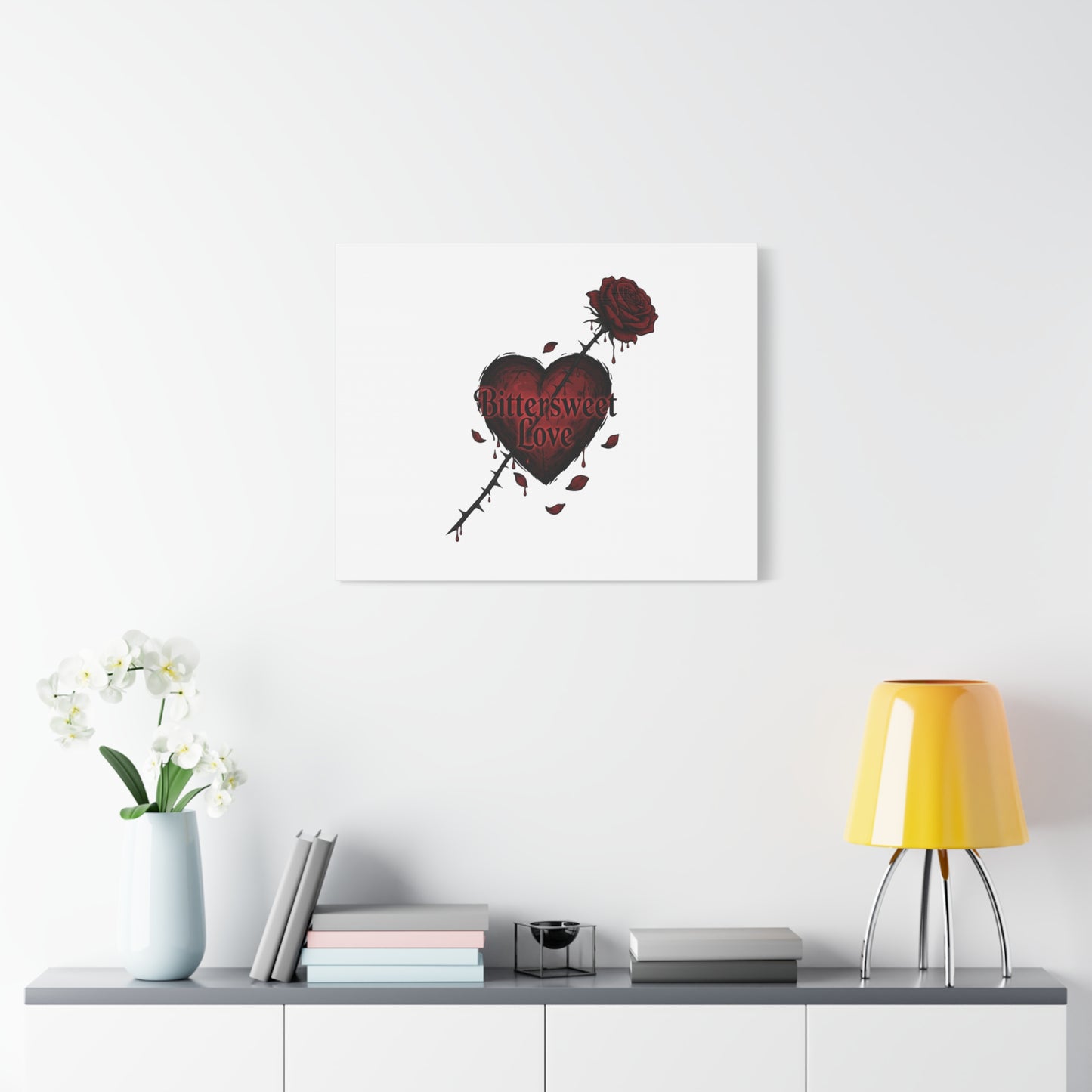 Bittersweet Love heart & thorn rose Canvas | Goth Valentine, Dark Romance Art Print