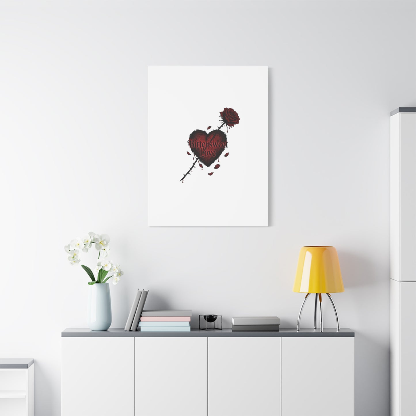 Bittersweet Love heart & thorn rose Canvas | Goth Valentine, Dark Romance Art Print