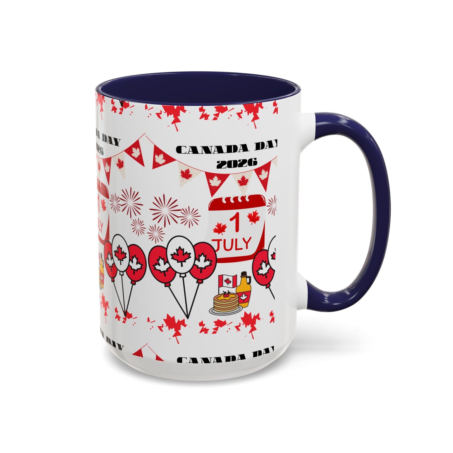 Canada Day Coffee Mug - 1 July 2026 Red Maple Balloon Accent Mug