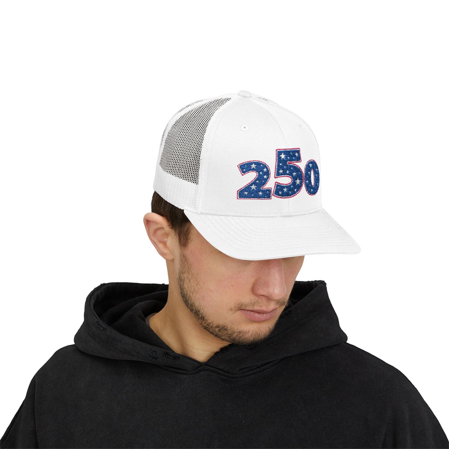 Blue Glitter 250 Patch Snapback Cap | Trucker Mesh Hat