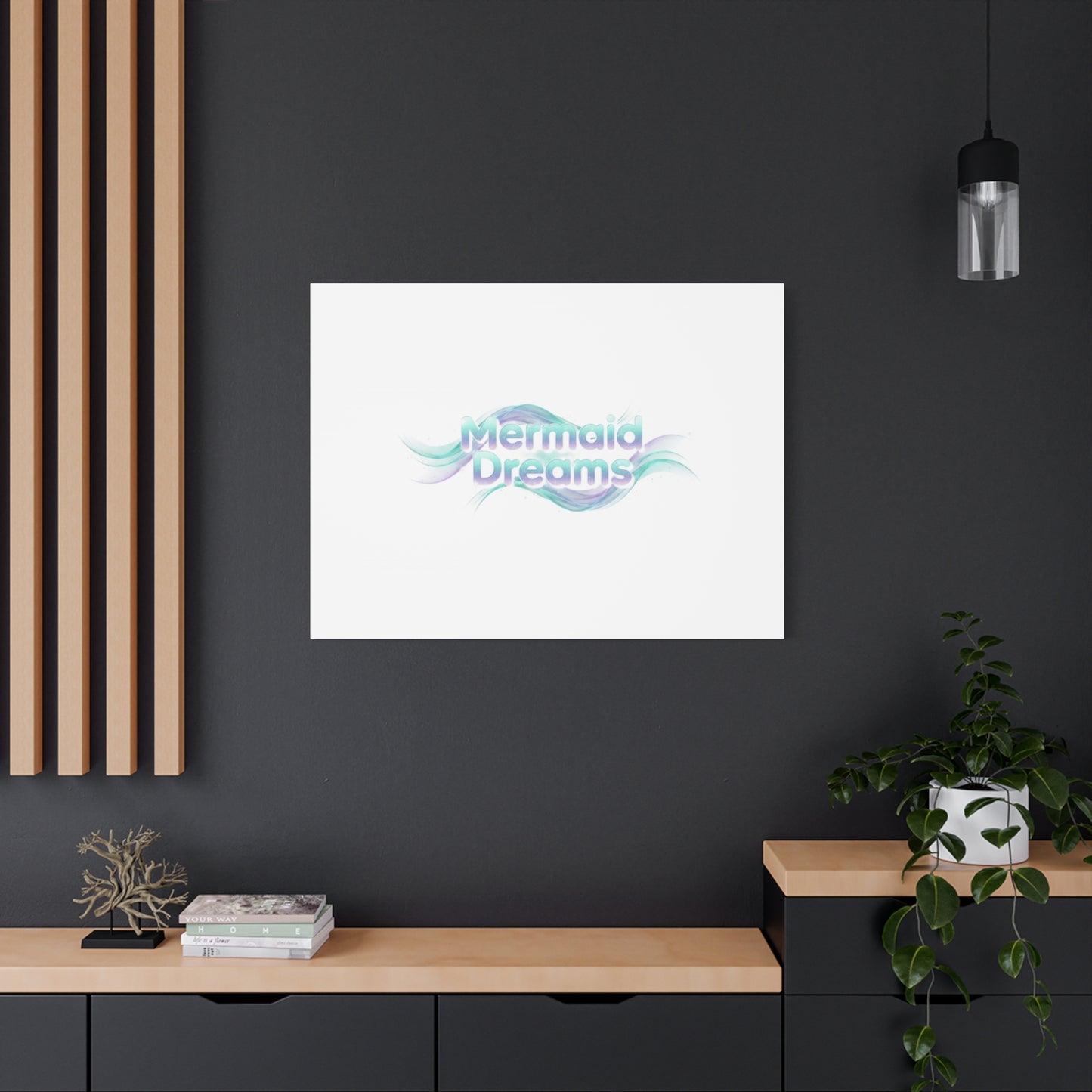 Mermaid Dreams Matte Canvas | iridescent text, pearly word accent