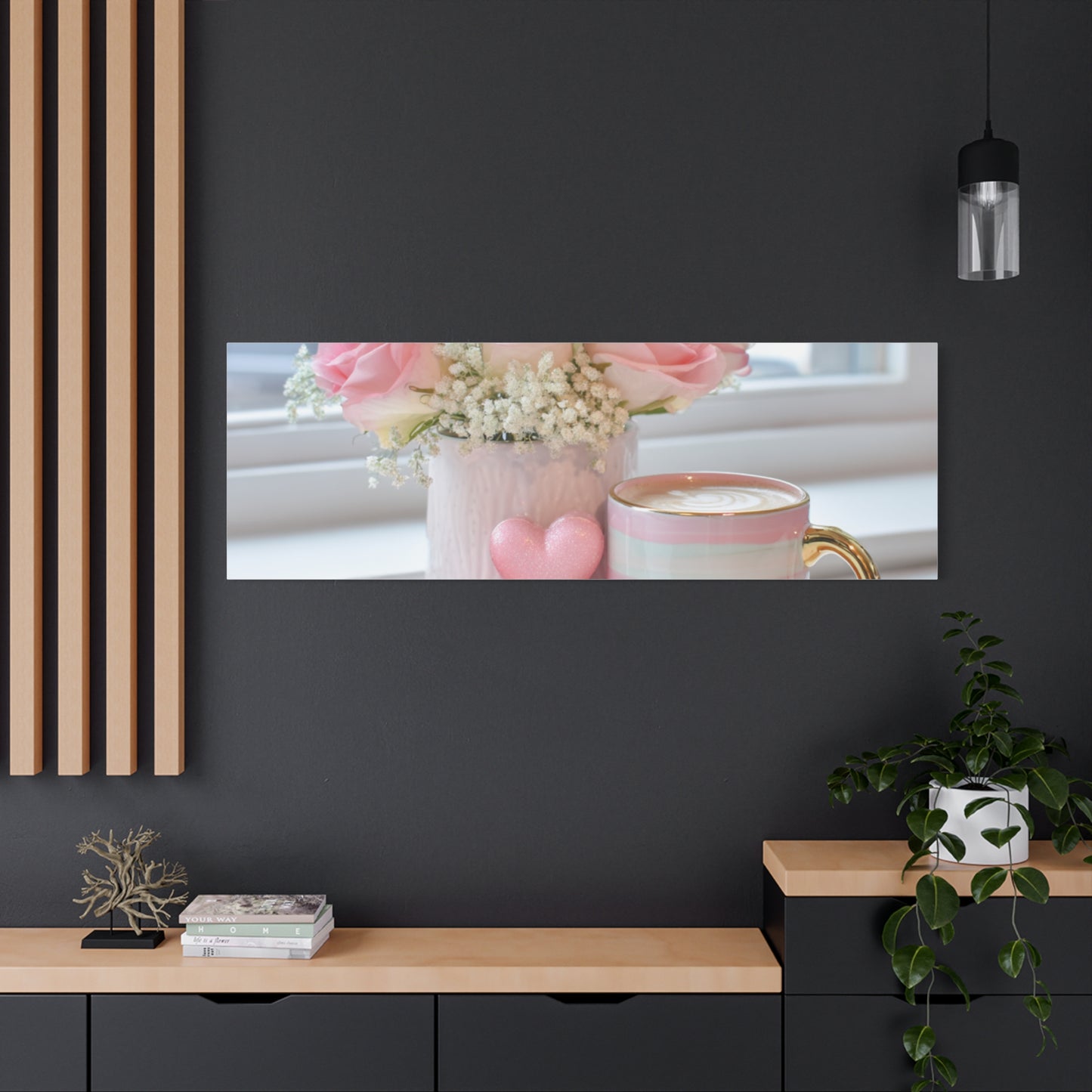 Pink Rose Bouquet with Mug Canvas