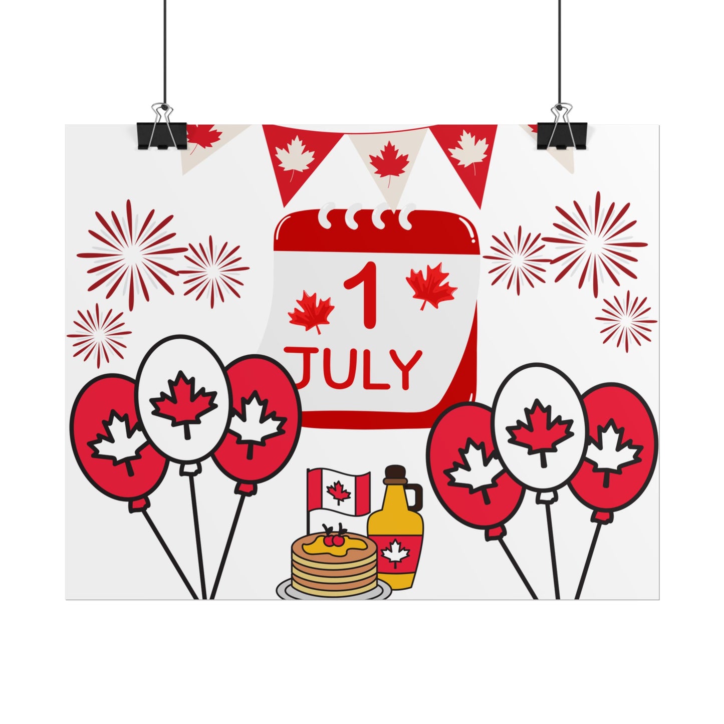 Canada Day 1 July Poster – Red Maple Leaf Celebration Print
