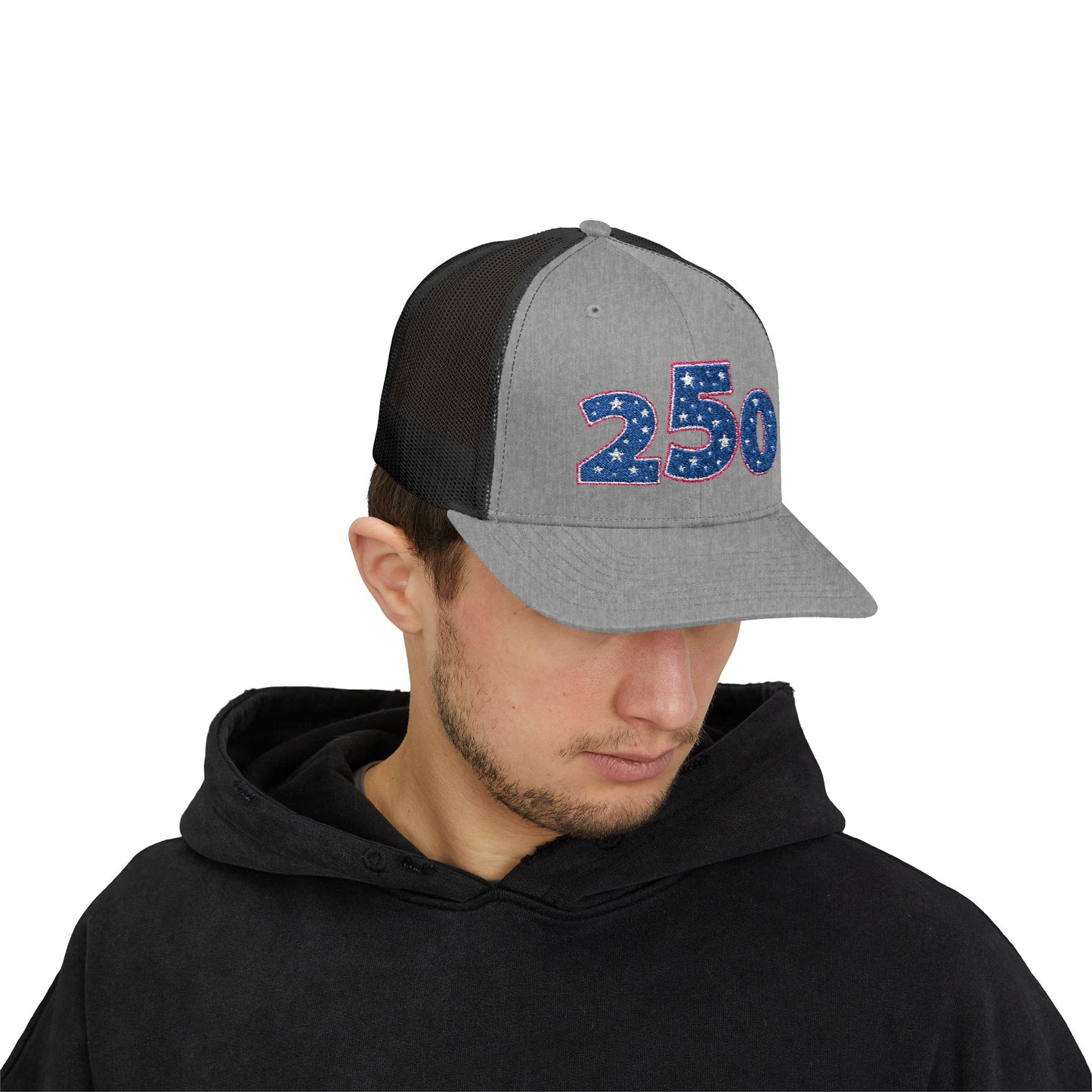Blue Glitter 250 Patch Snapback Cap | Trucker Mesh Hat