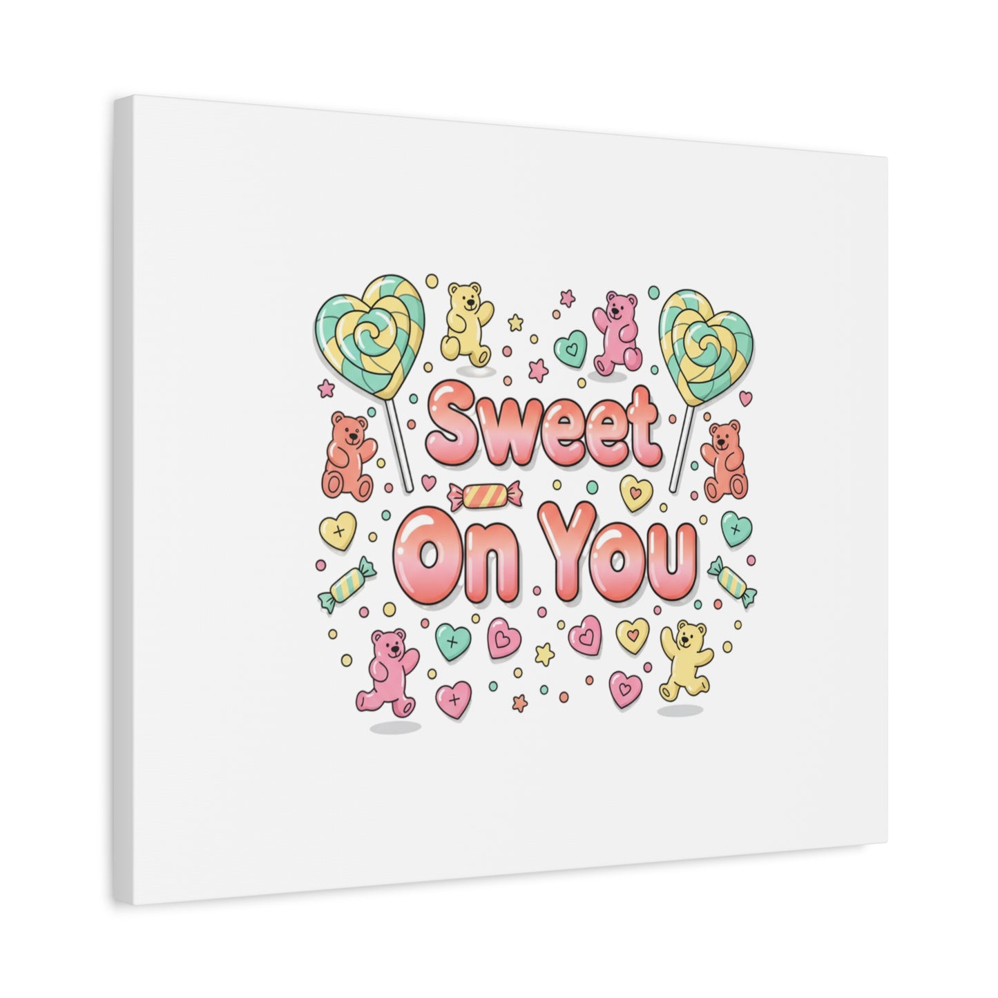 Sweet On You Canvas | Valentine Candycore heart candy pattern, pastel snackcore art