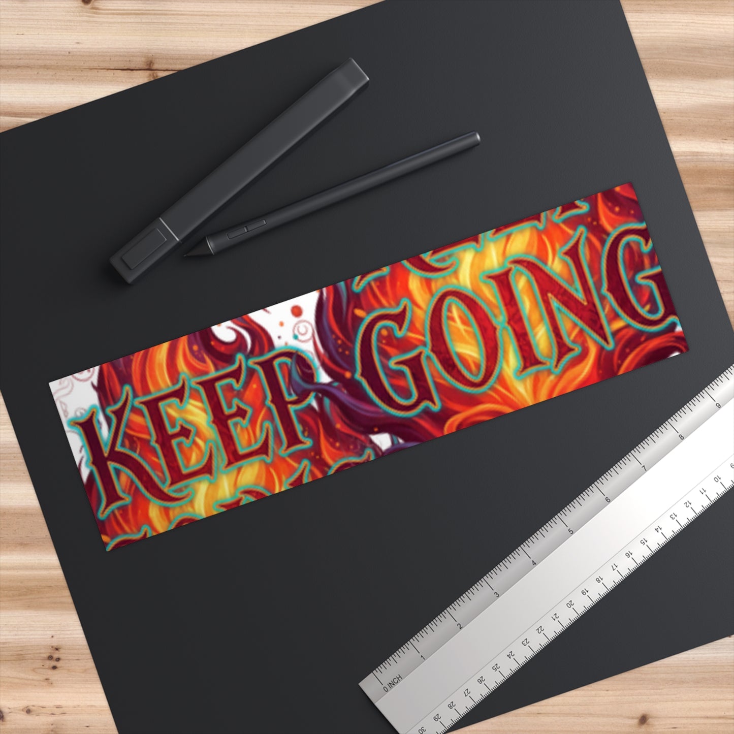Keep Going bumper sticker | motivational script, fiery swirl design