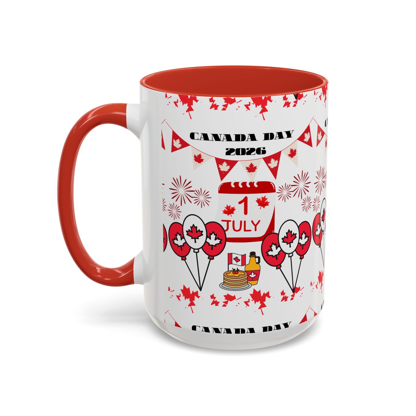 Canada Day Coffee Mug - 1 July 2026 Red Maple Balloon Accent Mug