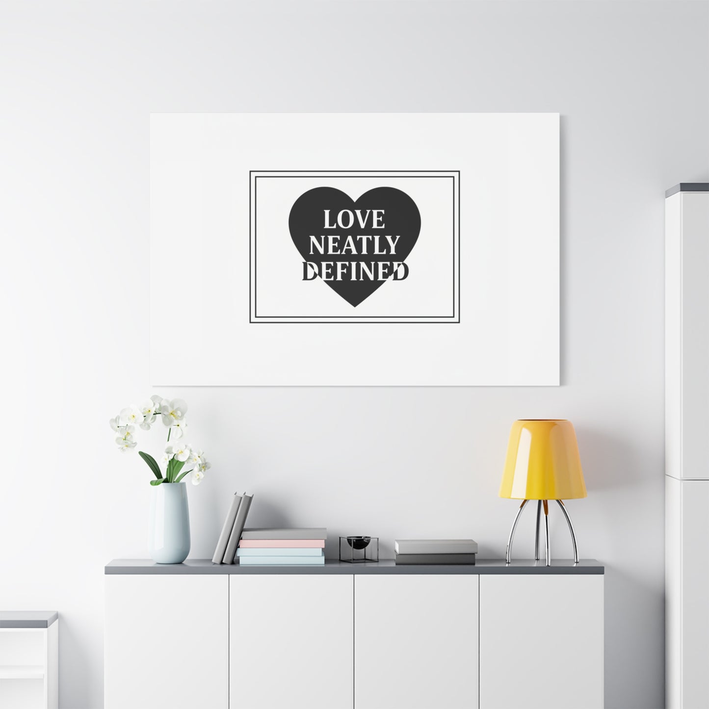 Love Neatly Defined Canvas, editorial black and white love print | elegant typography poster