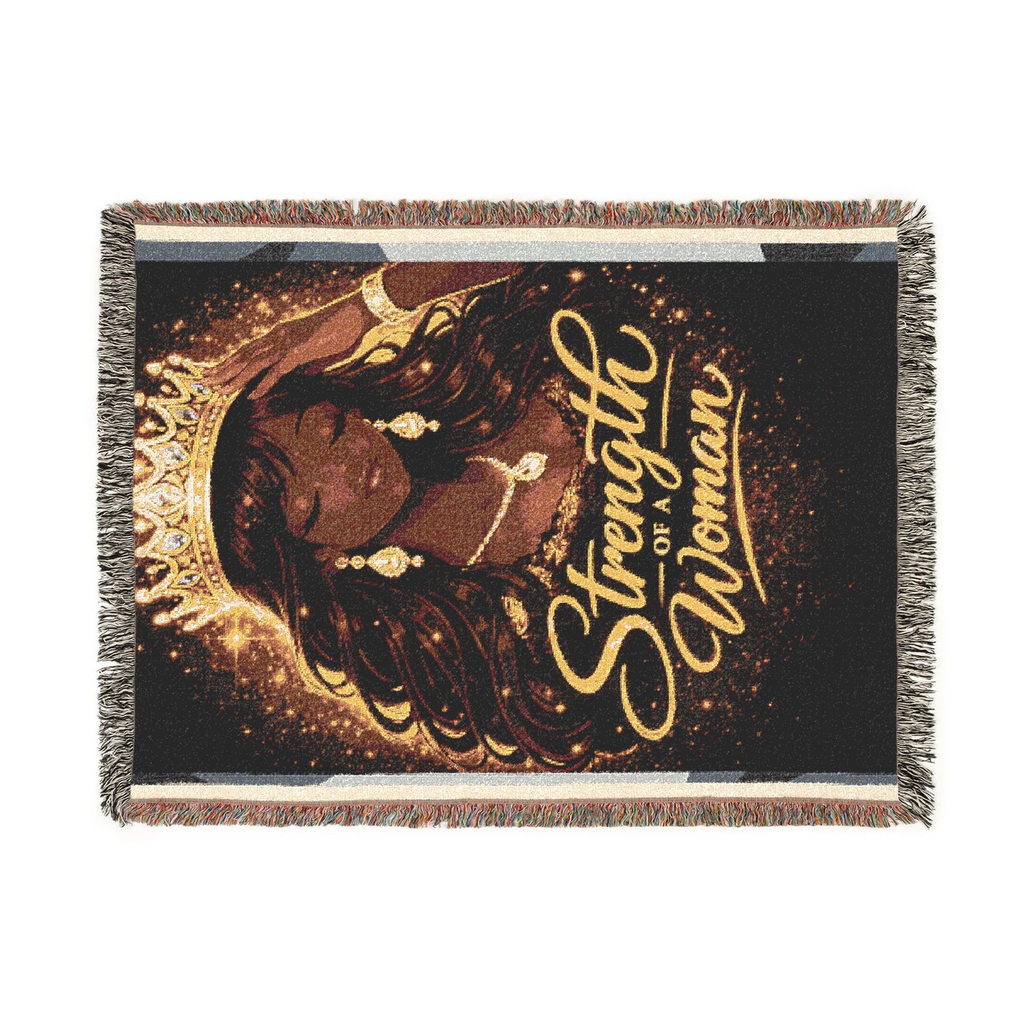 Black Queen Portrait Woven Blanket | Afrocentric Throw, Royal Home Decor