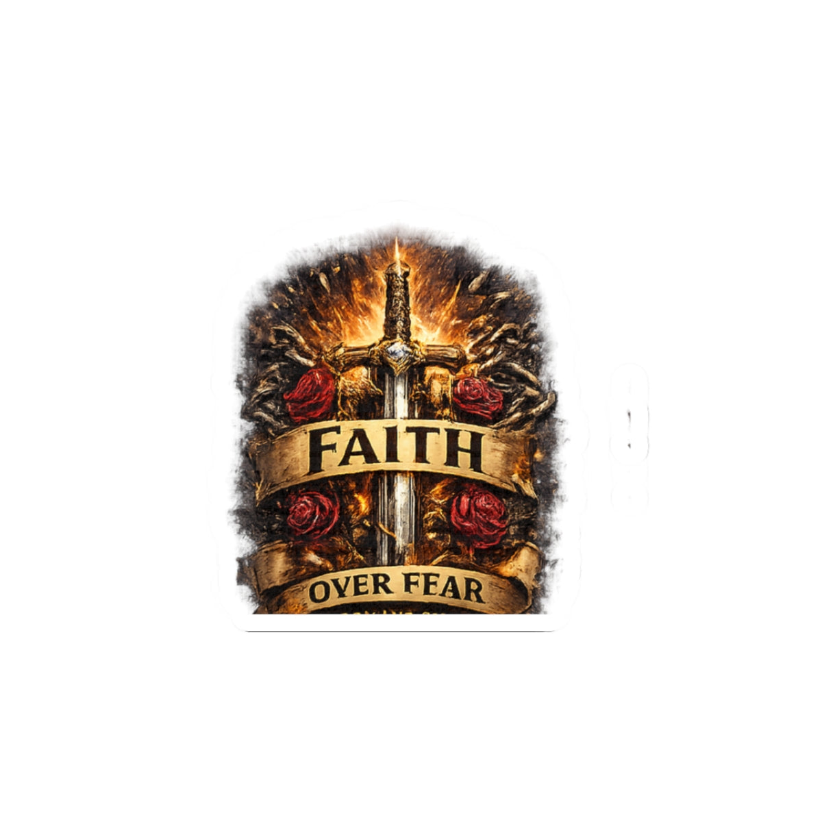 Faith Over Fear Kiss-Cut Sticker — Sword & Roses Inspirational Christian Decal