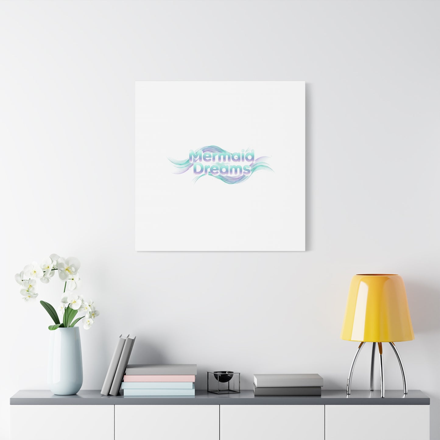 Mermaid Dreams Matte Canvas | iridescent text, pearly word accent