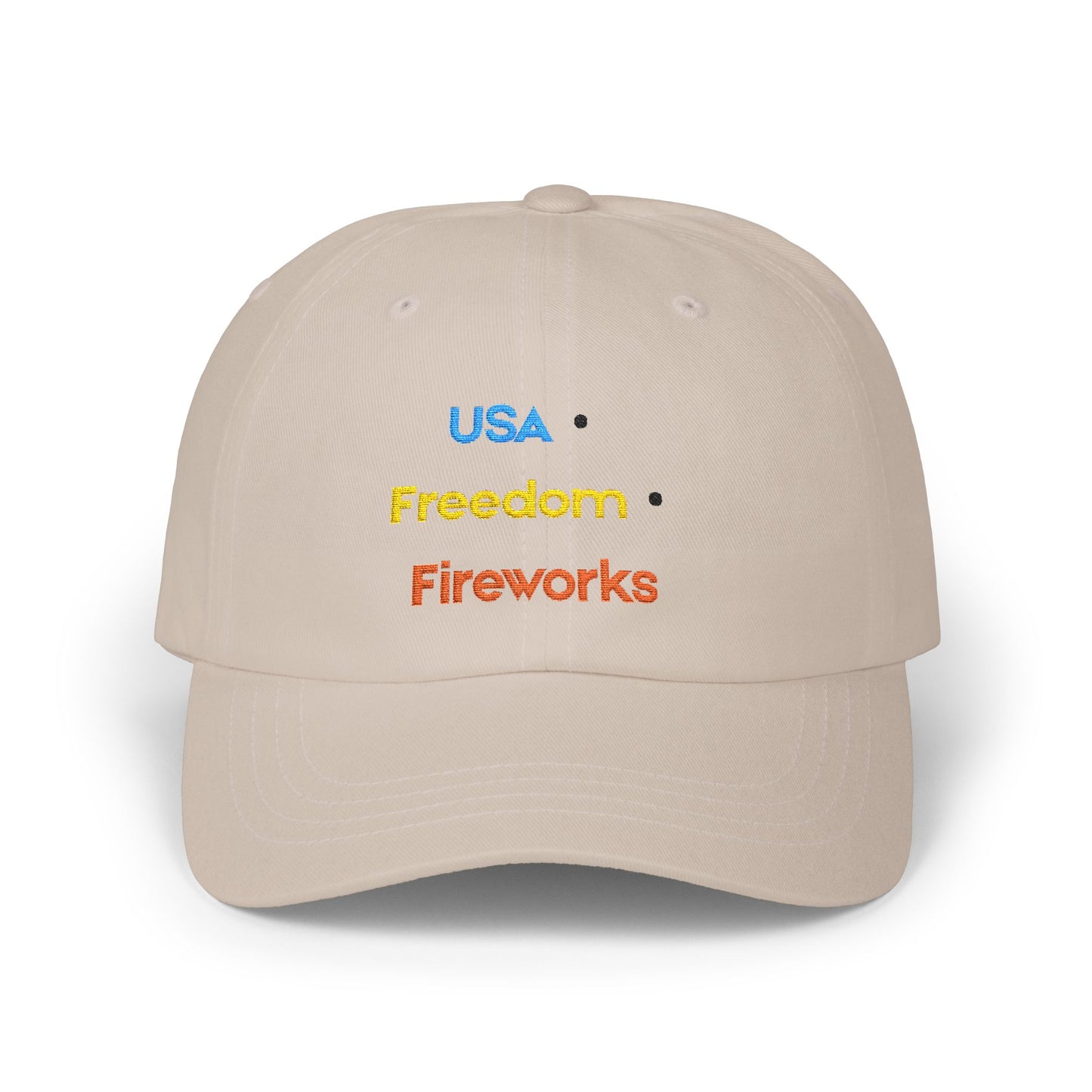USA Freedom Fireworks Classic Dad Cap | Patriotic Embroidered Hat